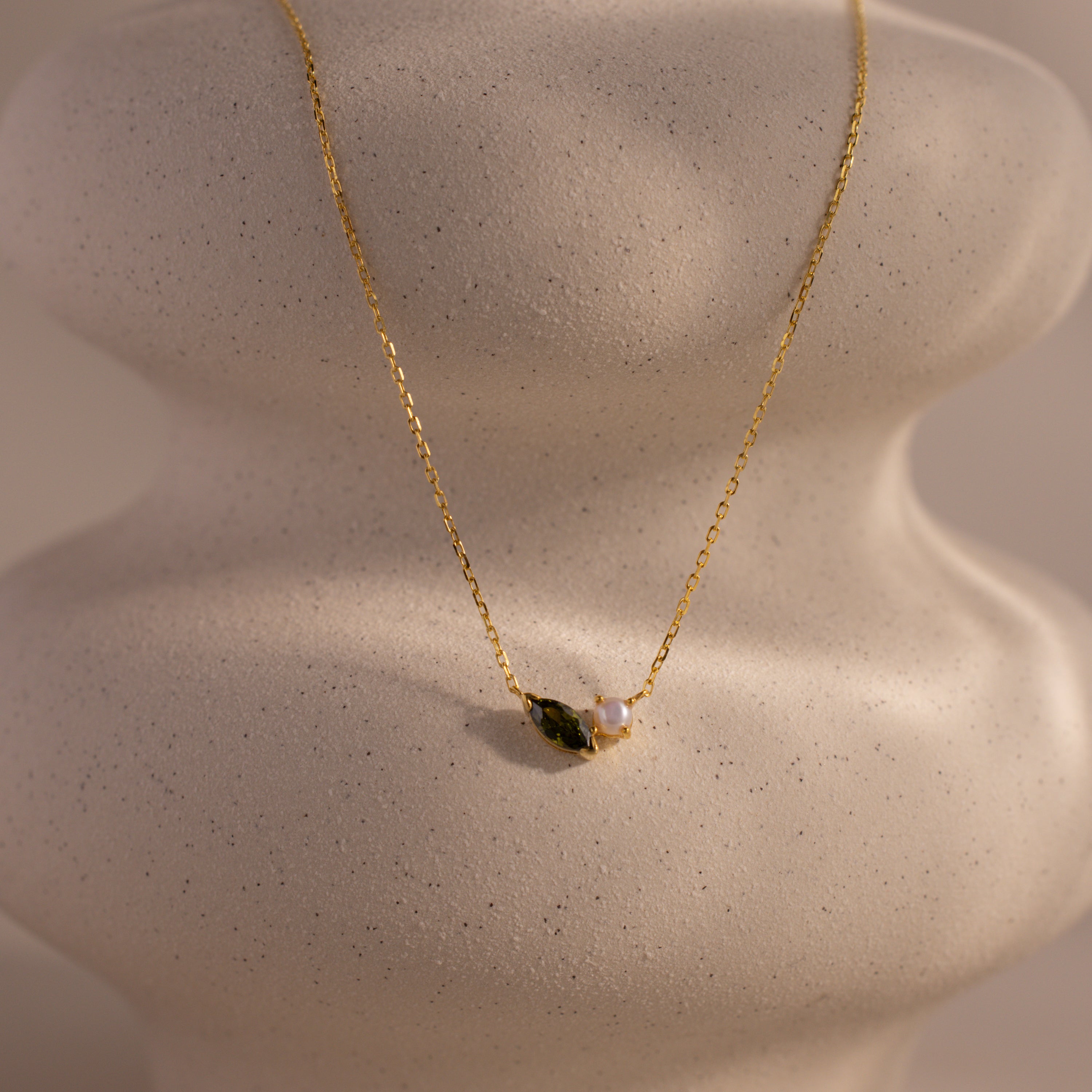 Marquise Birthstone & Pearl Necklace