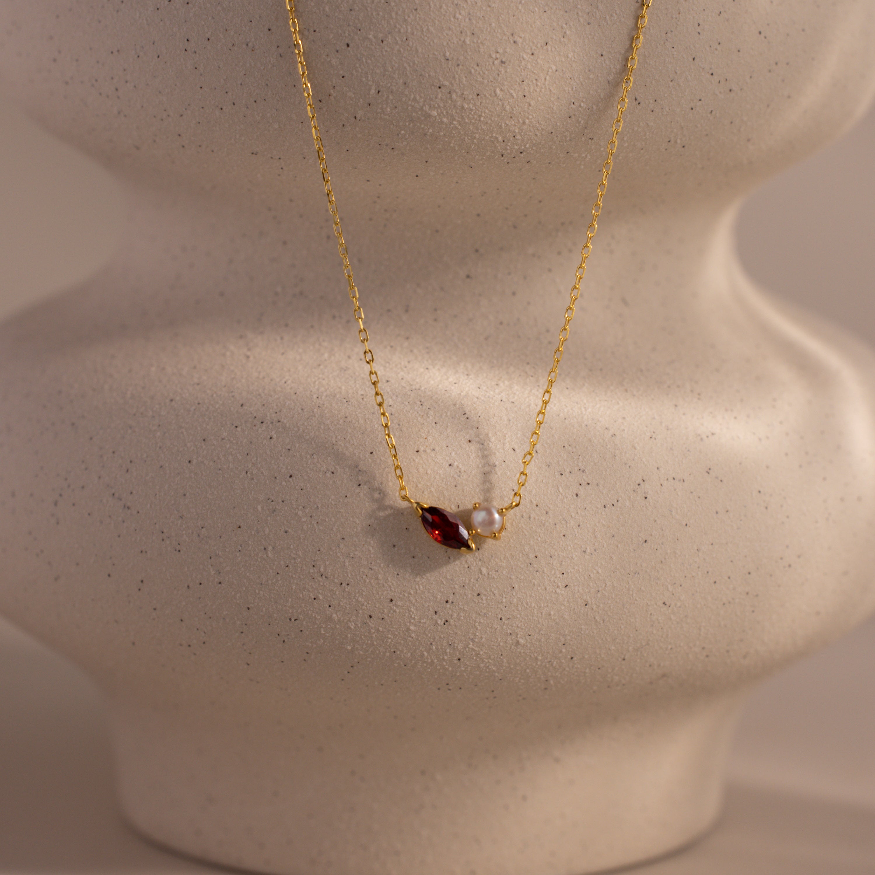 Marquise Birthstone & Pearl Necklace