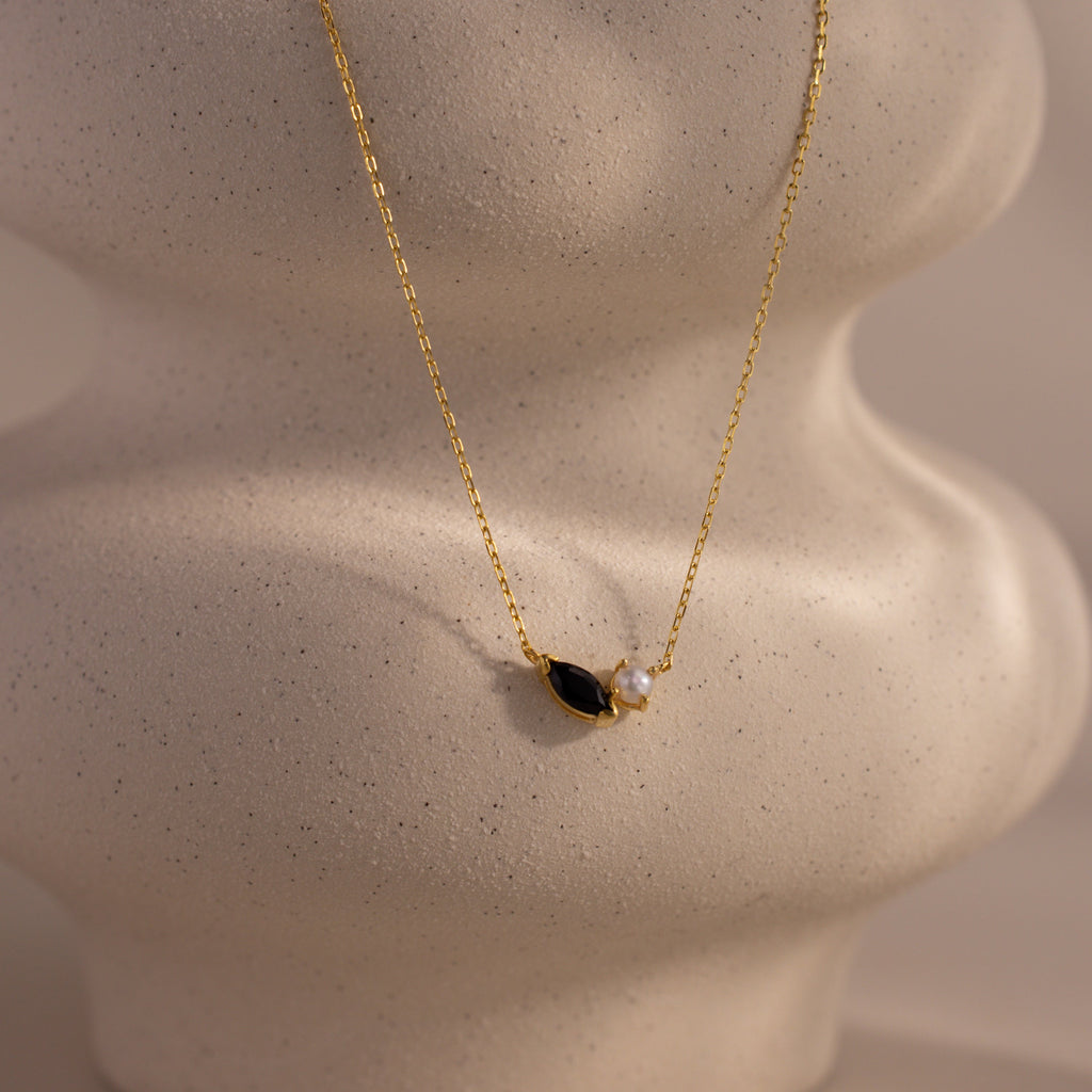 Marquise Birthstone & Pearl Necklace