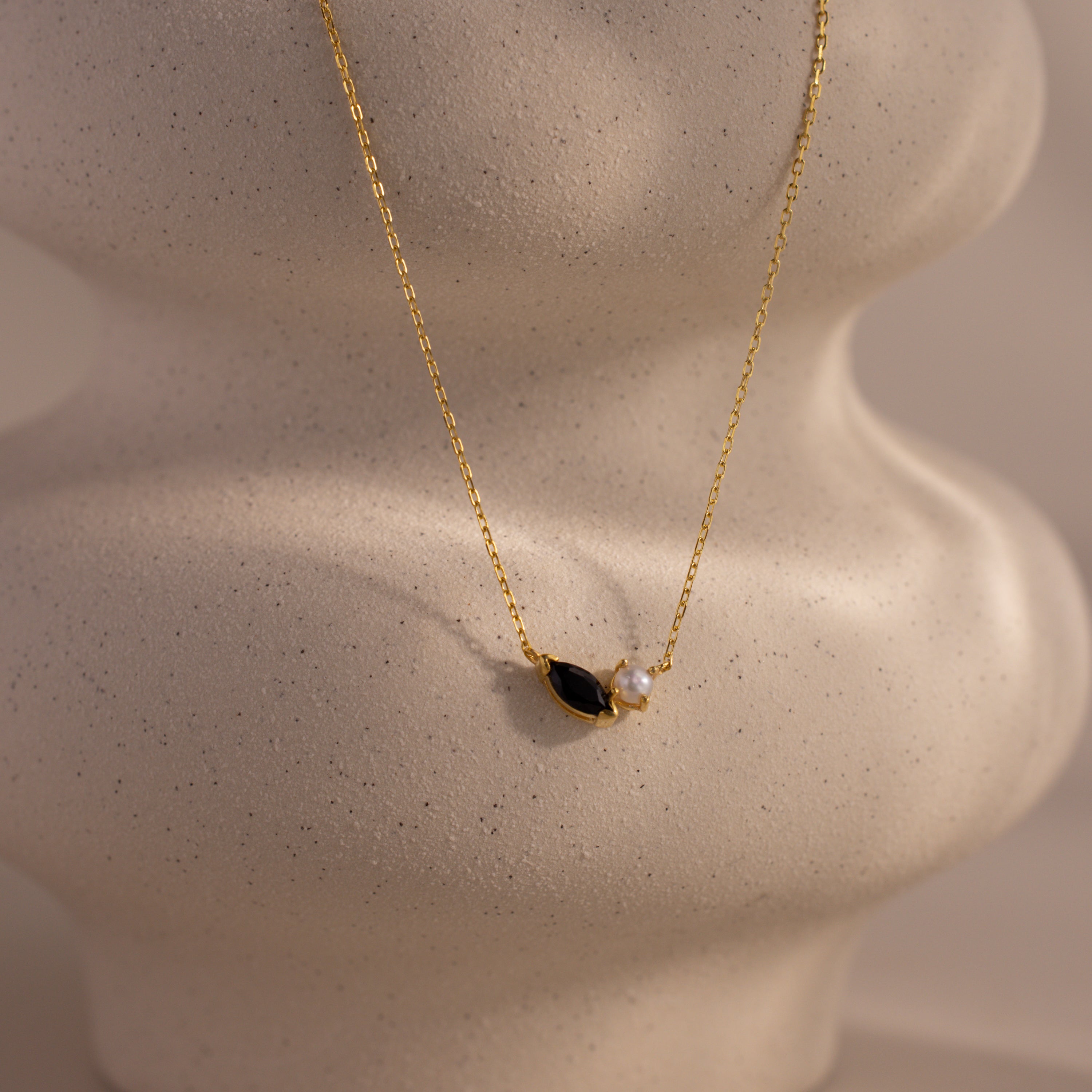 Marquise Birthstone & Pearl Necklace