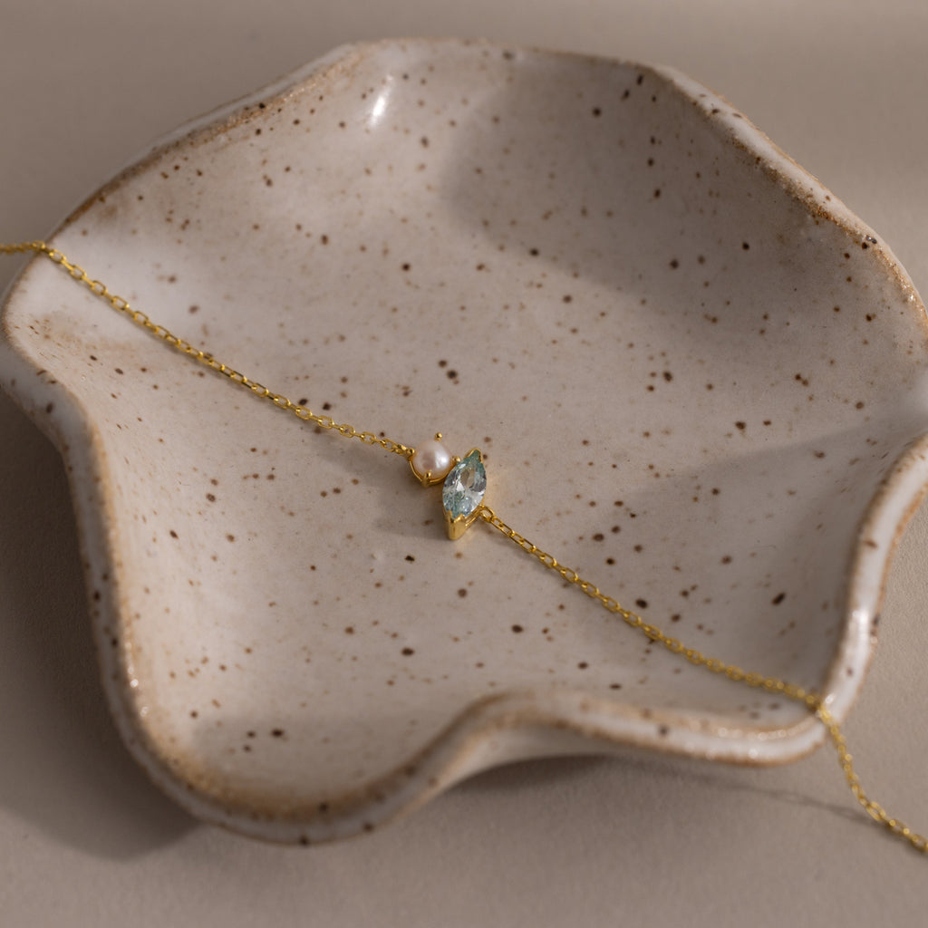 Marquise Birthstone & Pearl Bracelet