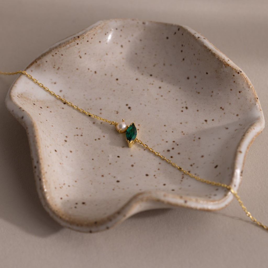 Marquise Birthstone & Pearl Bracelet