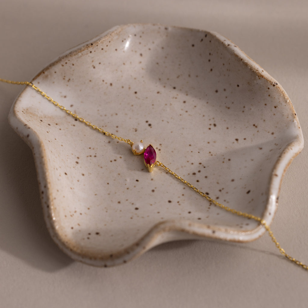 Marquise Birthstone & Pearl Bracelet