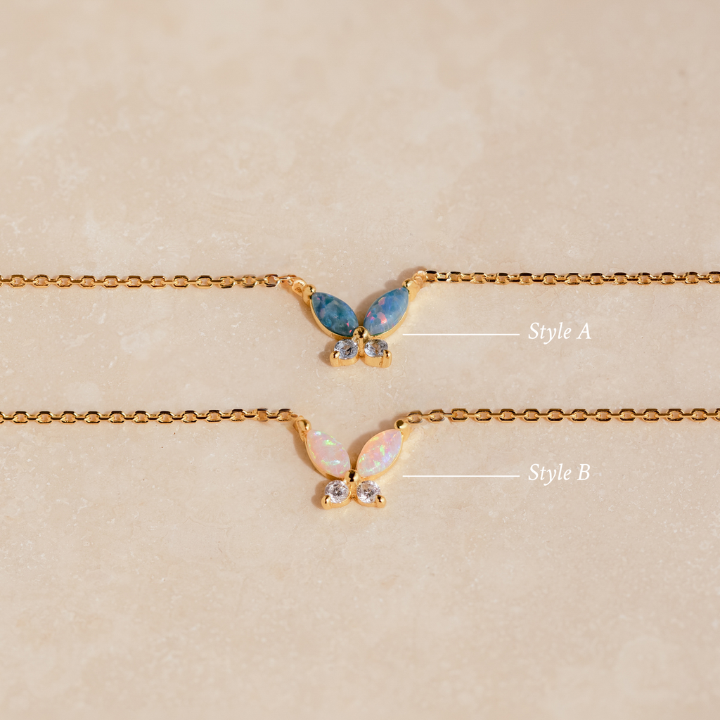 Opal Butterfly Necklace Set