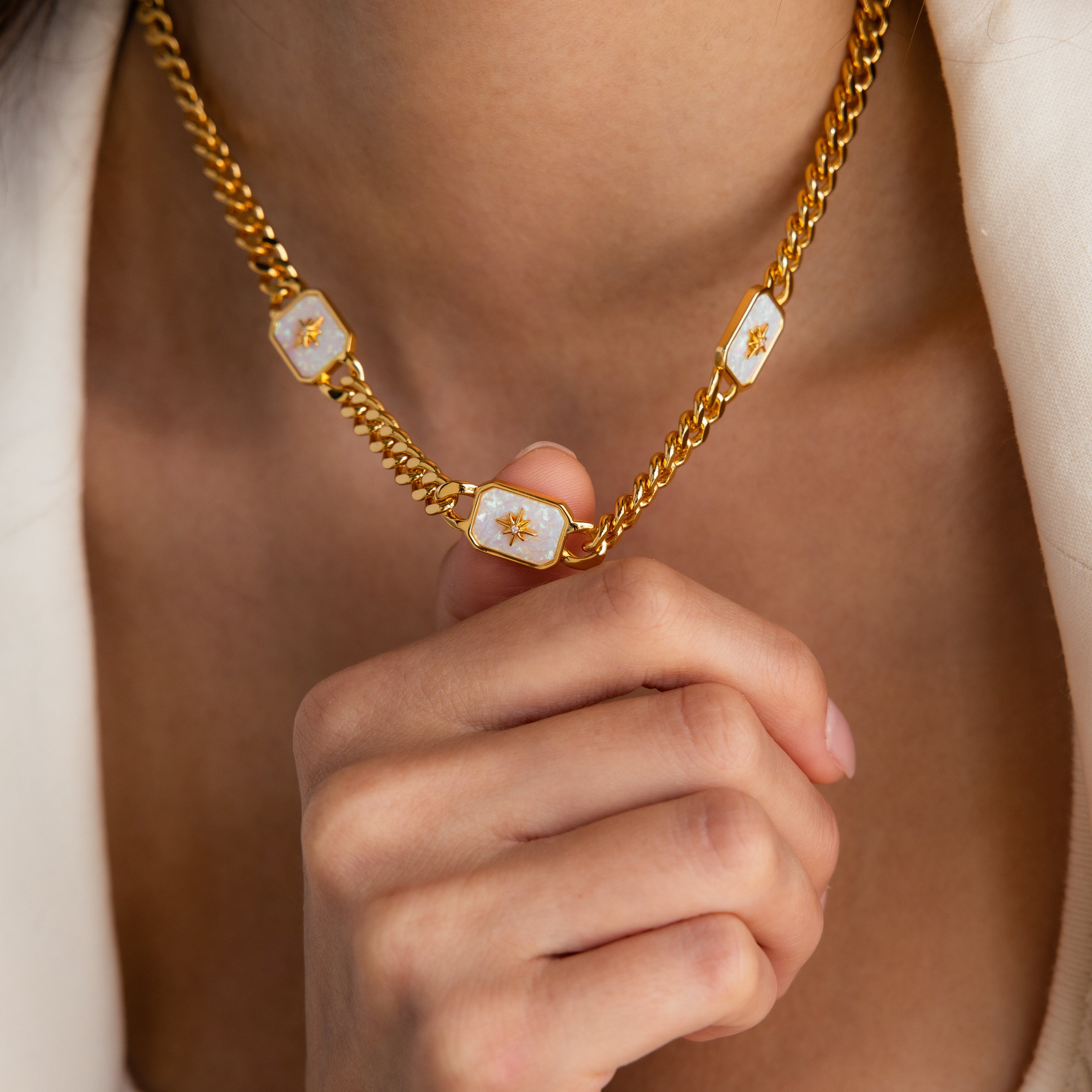 North Star Opal Trio Necklace