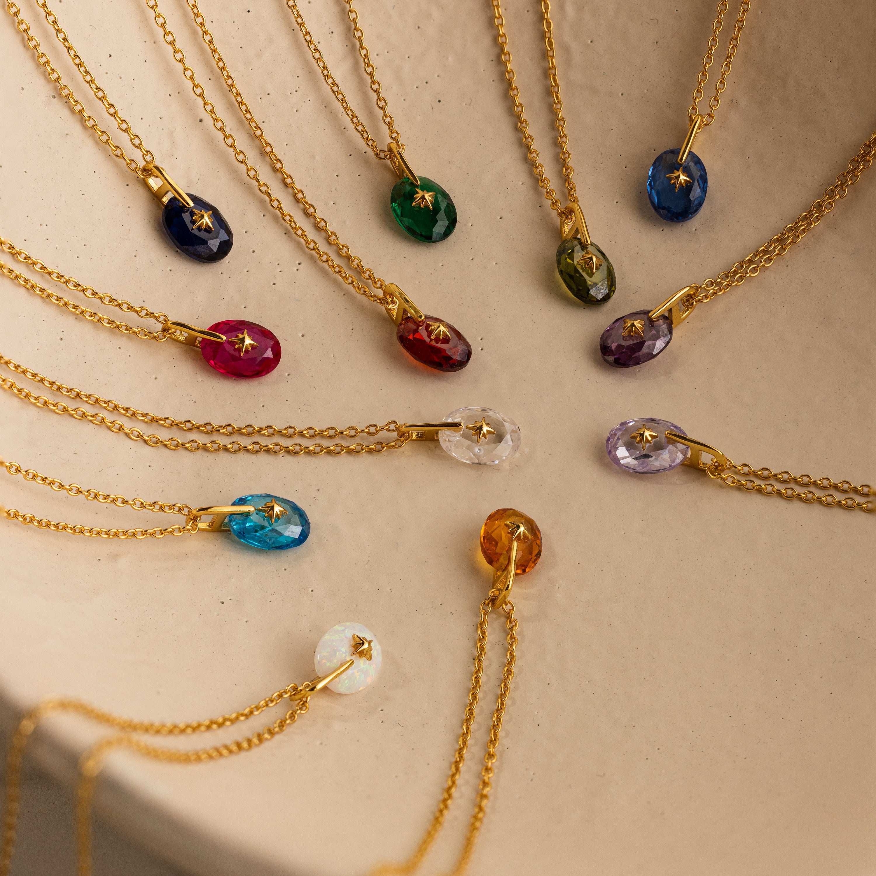 North Star Birthstone Signet Necklace