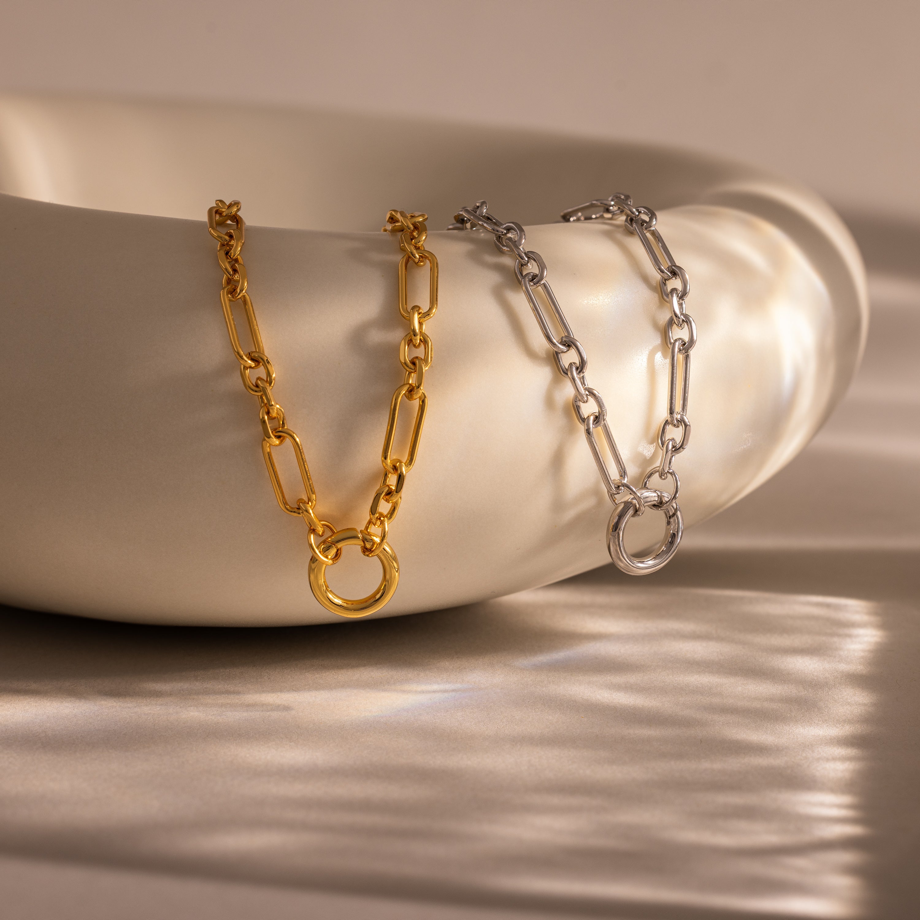 Rolo Circle Figaro Necklace