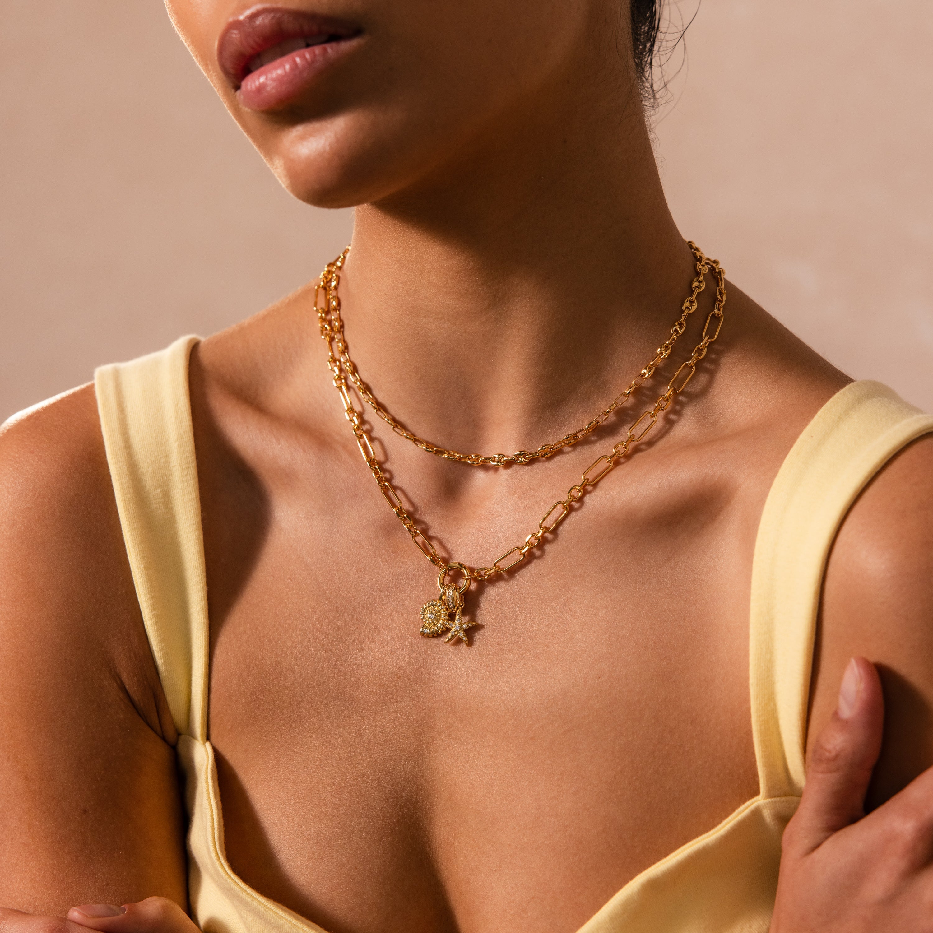 Rolo Circle Figaro Necklace