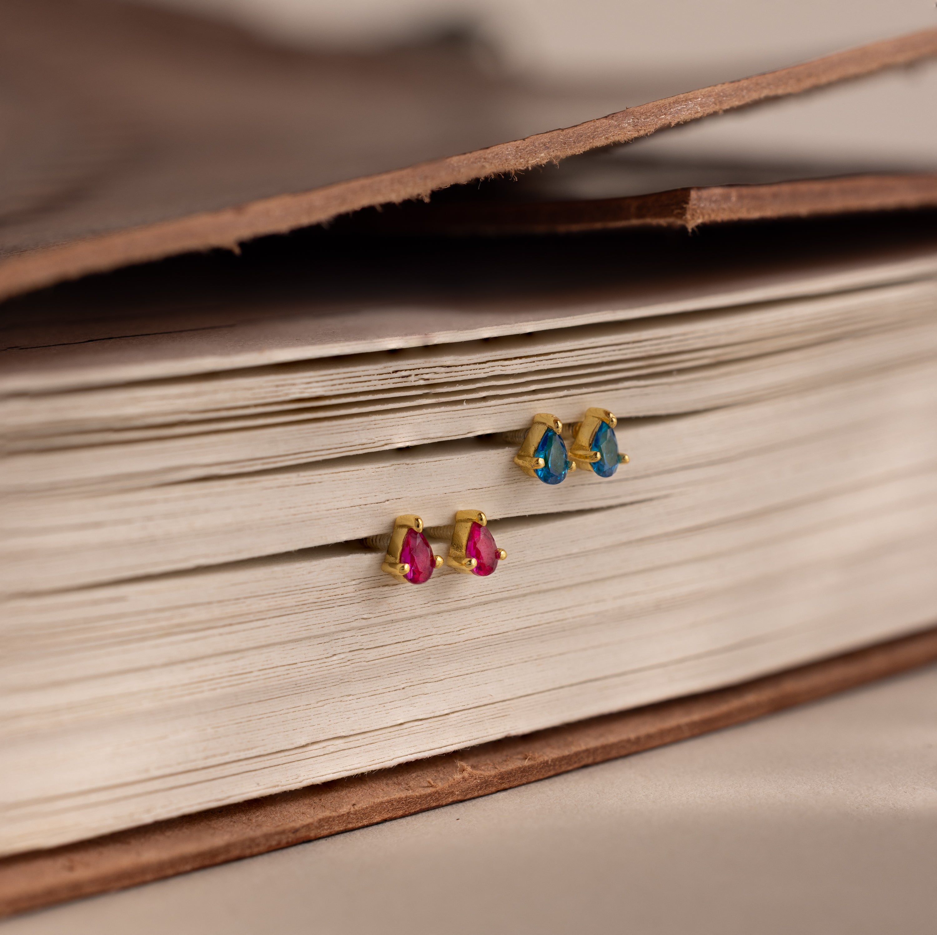 Teardrop Birthstone Flatback Studs
