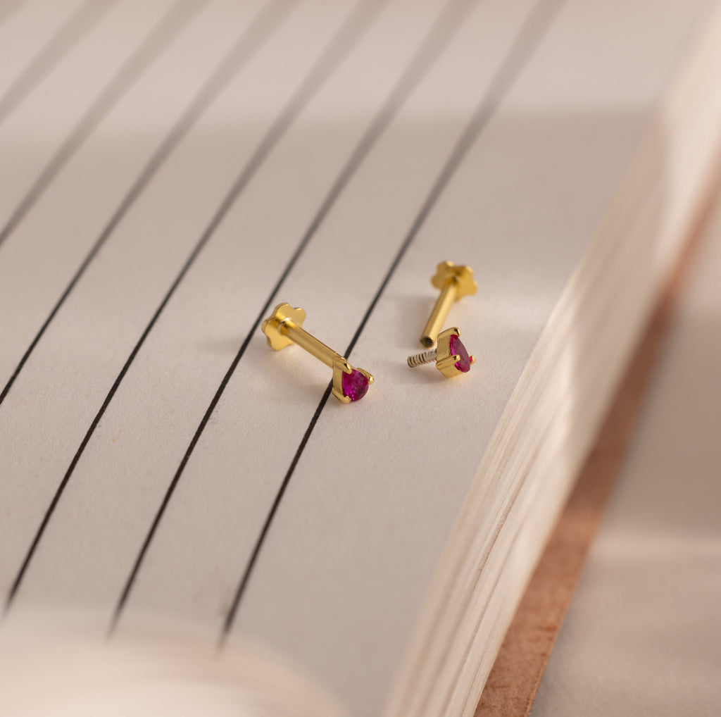 Teardrop Birthstone Flatback Studs