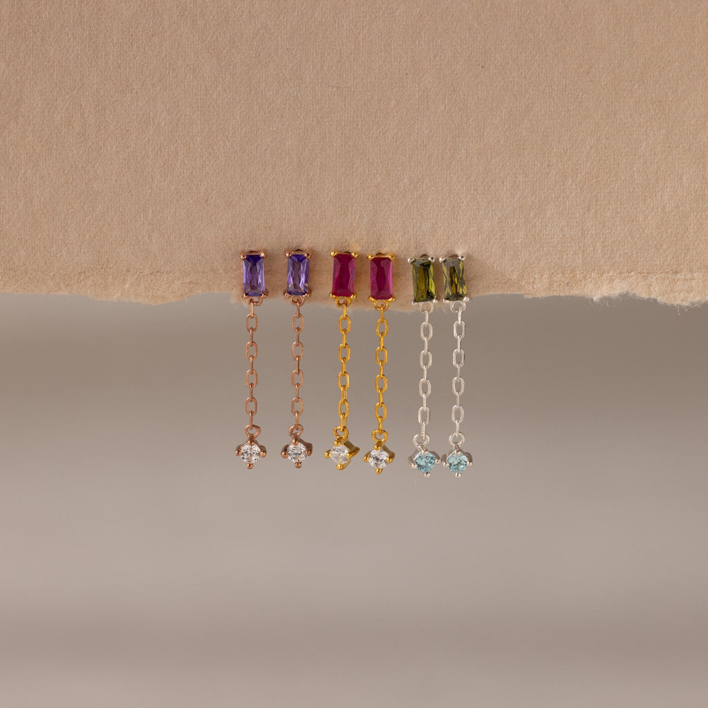 Duo Birthstone Drop Studs