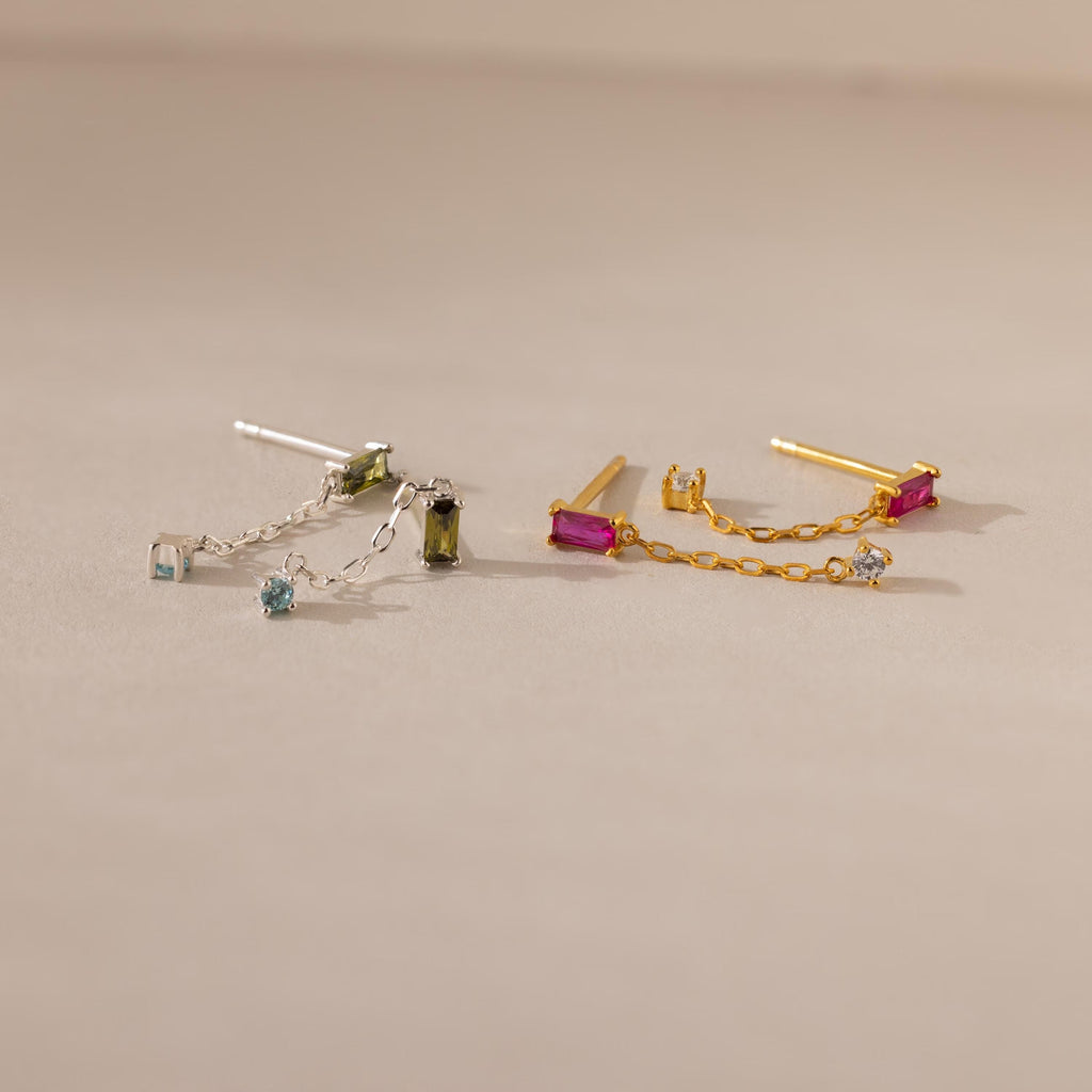 Duo Birthstone Drop Studs