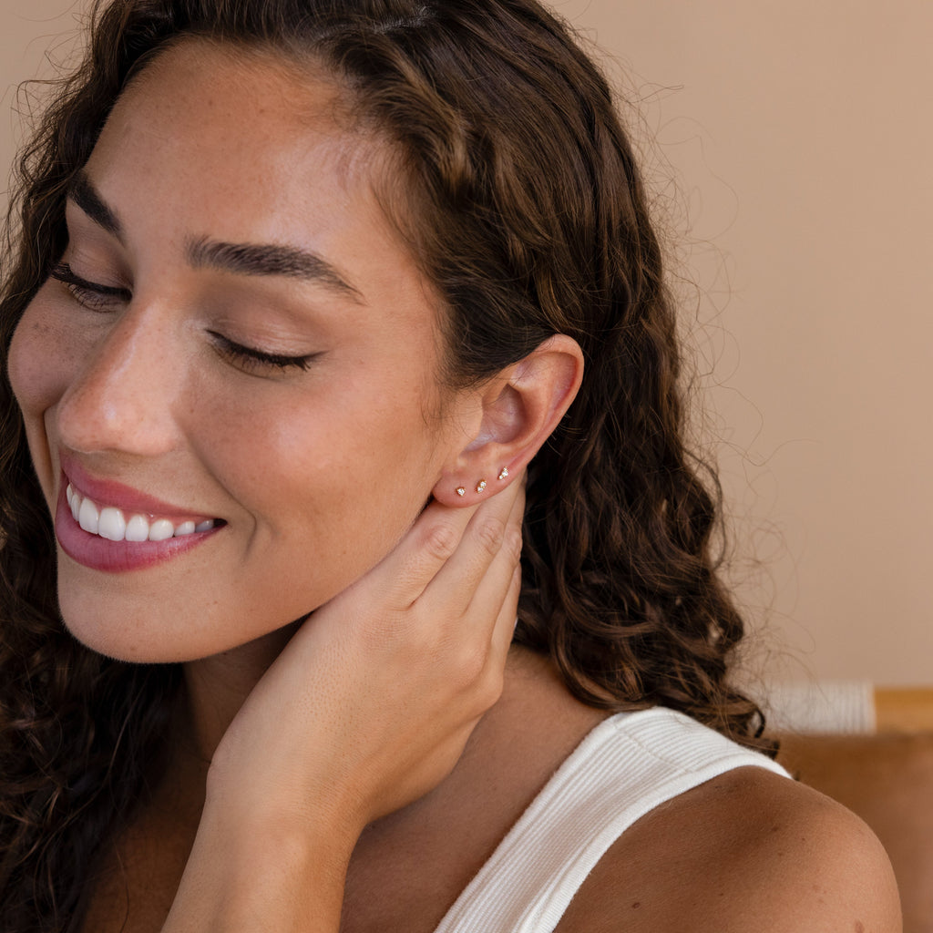 Tiny Diamond Flatback Studs Set