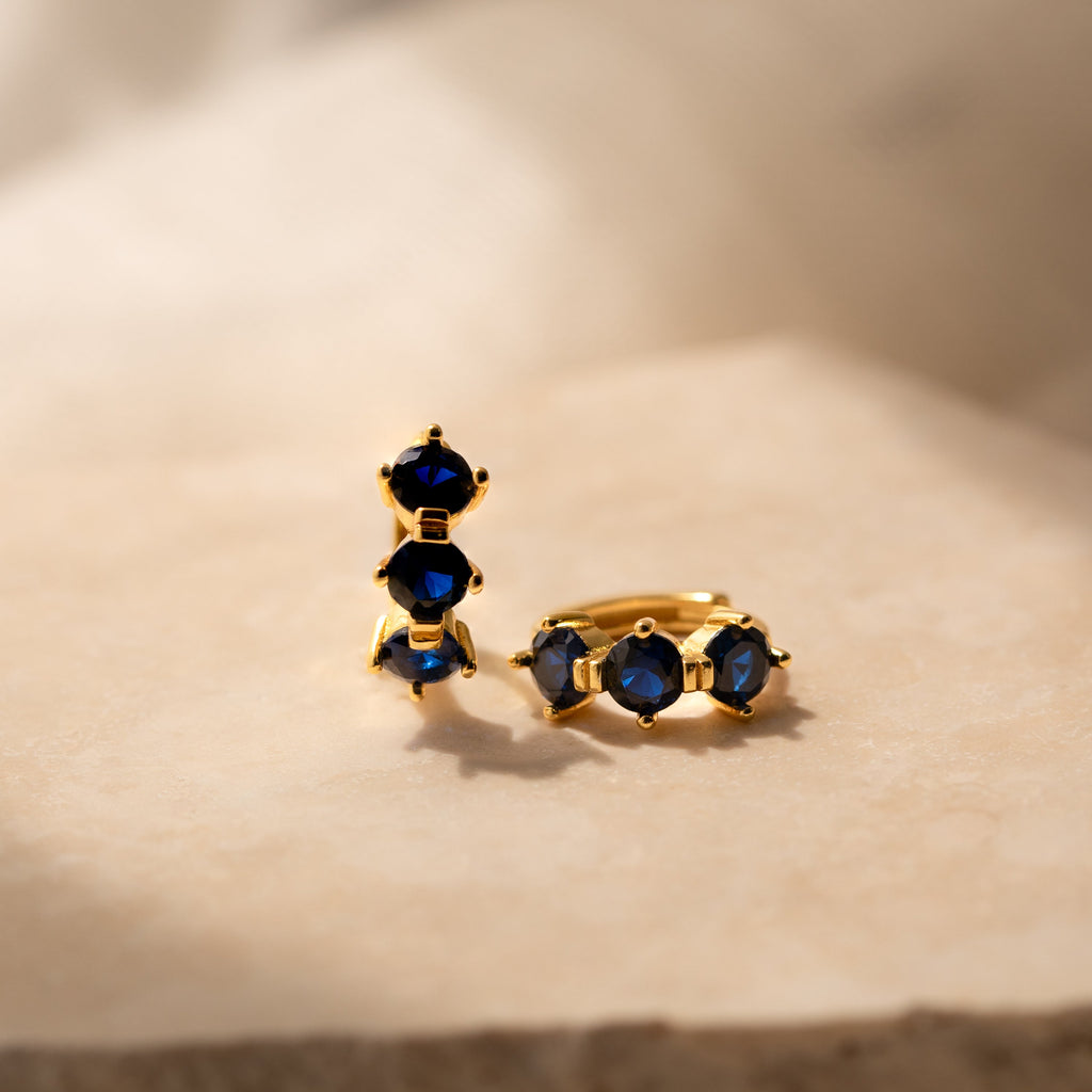 Triple Birthstone Huggies