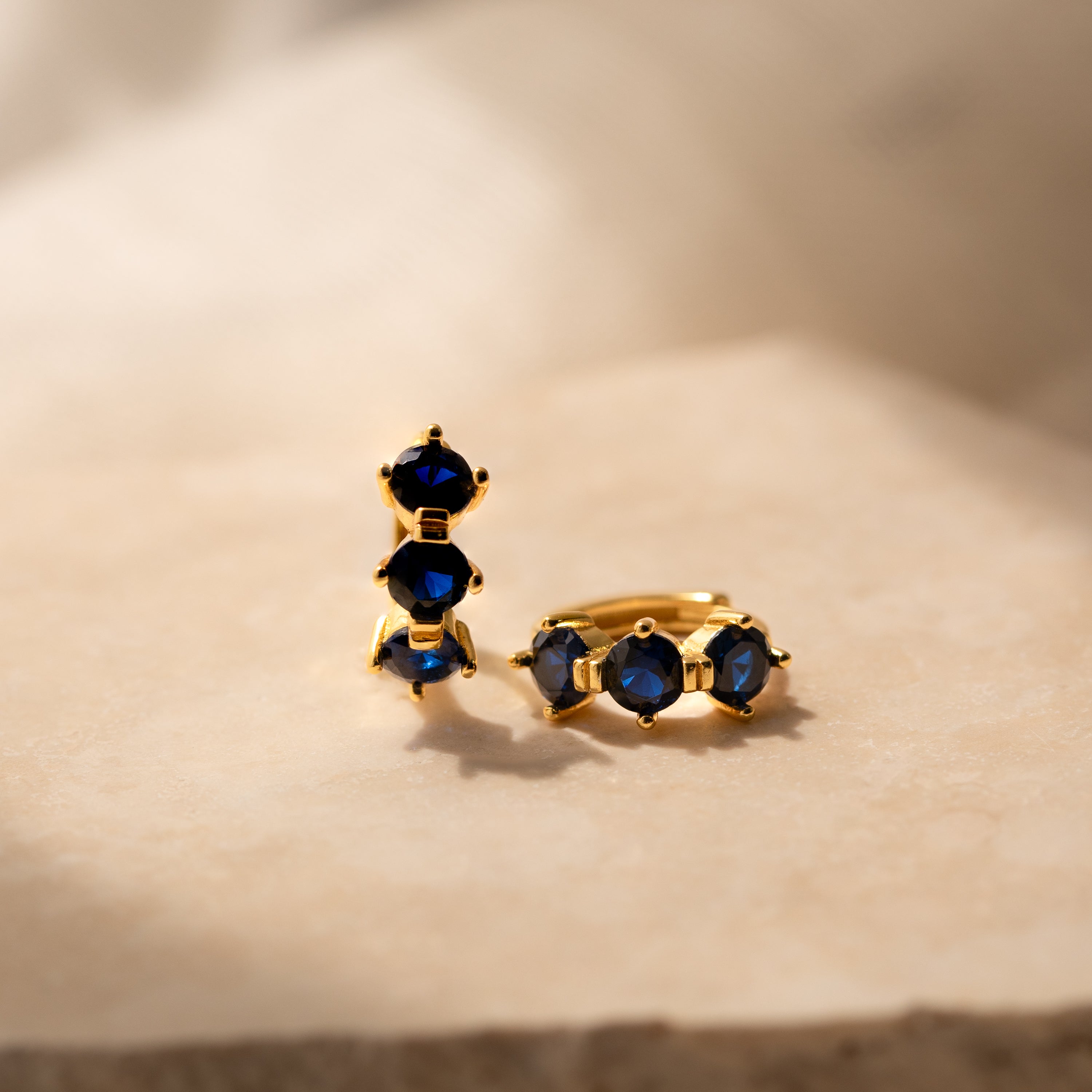 Triple Birthstone Huggies