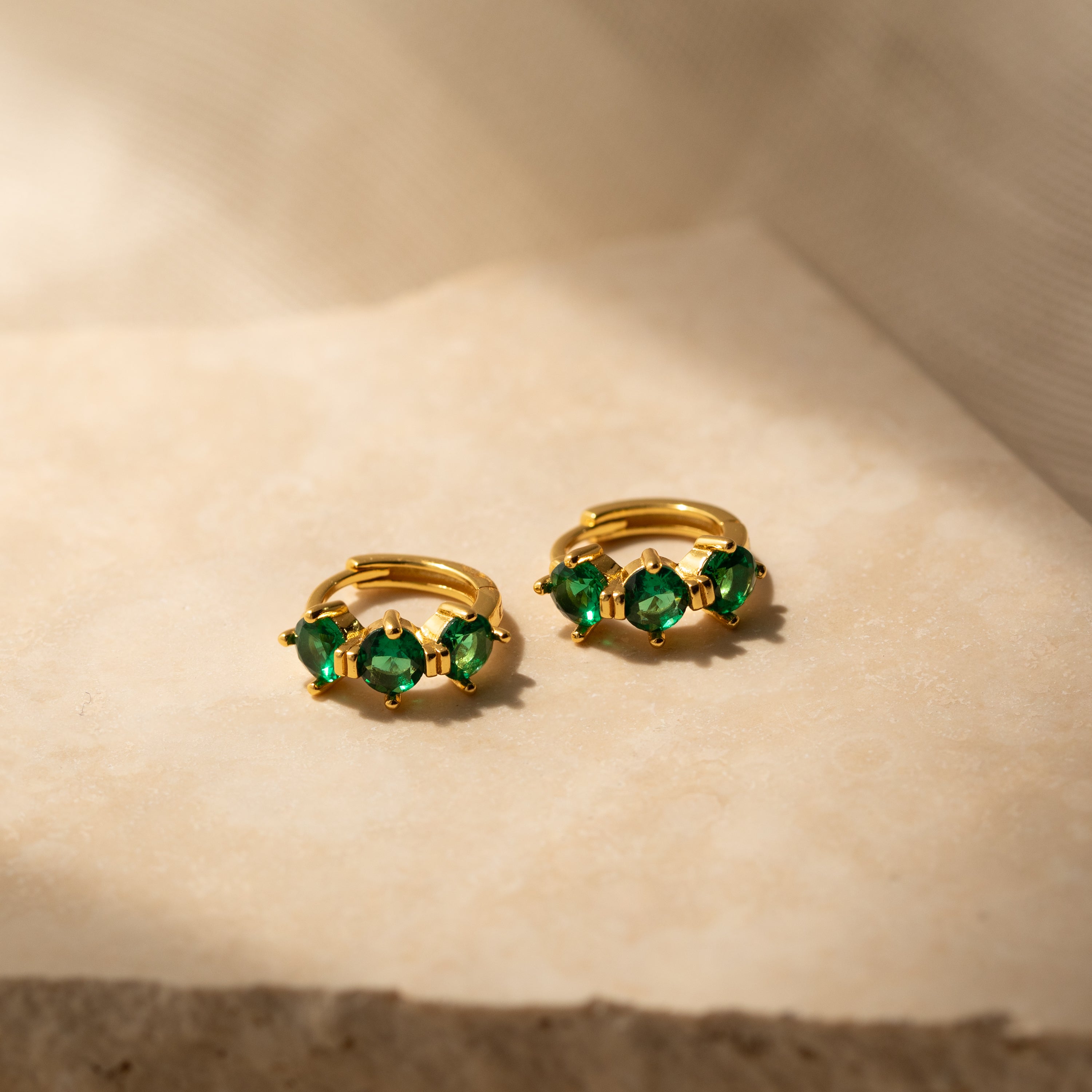 Triple Birthstone Huggies