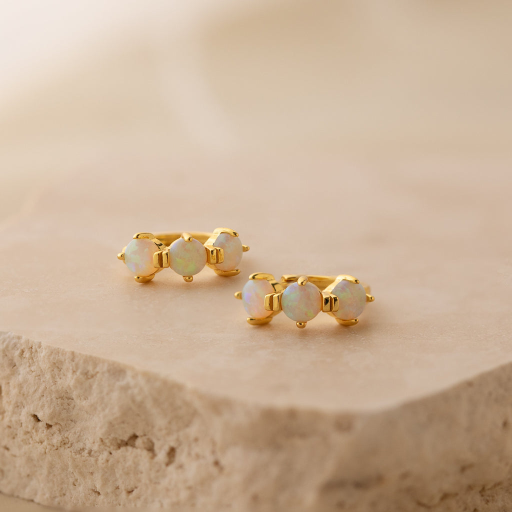 Triple Birthstone Huggies