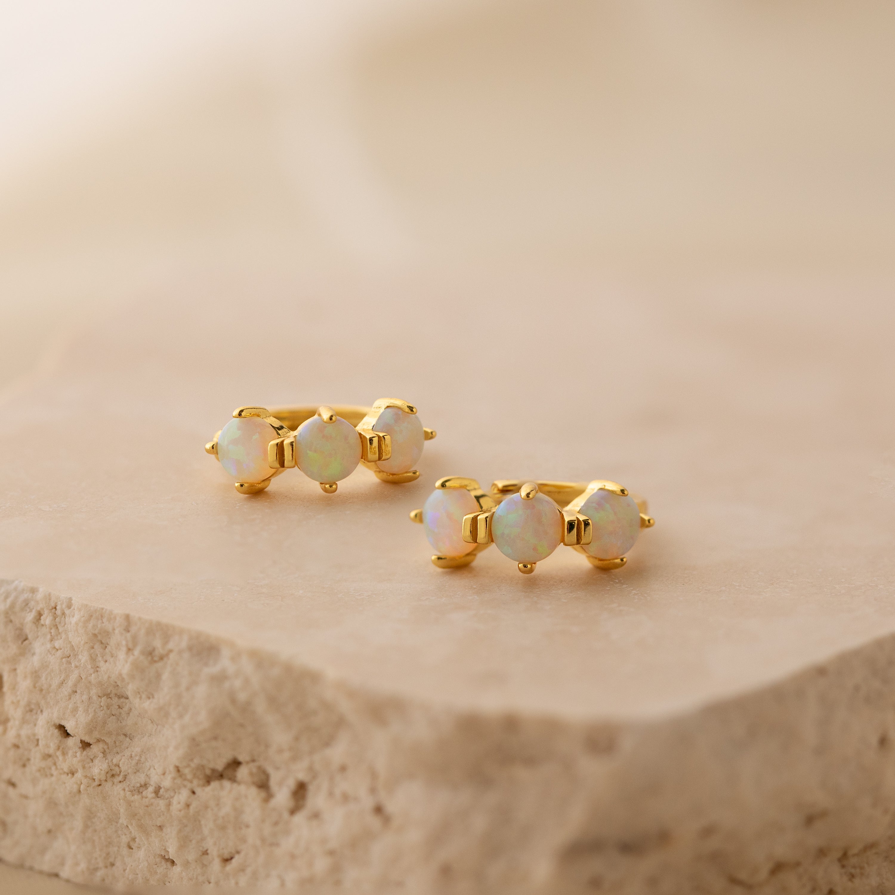 Triple Birthstone Huggies