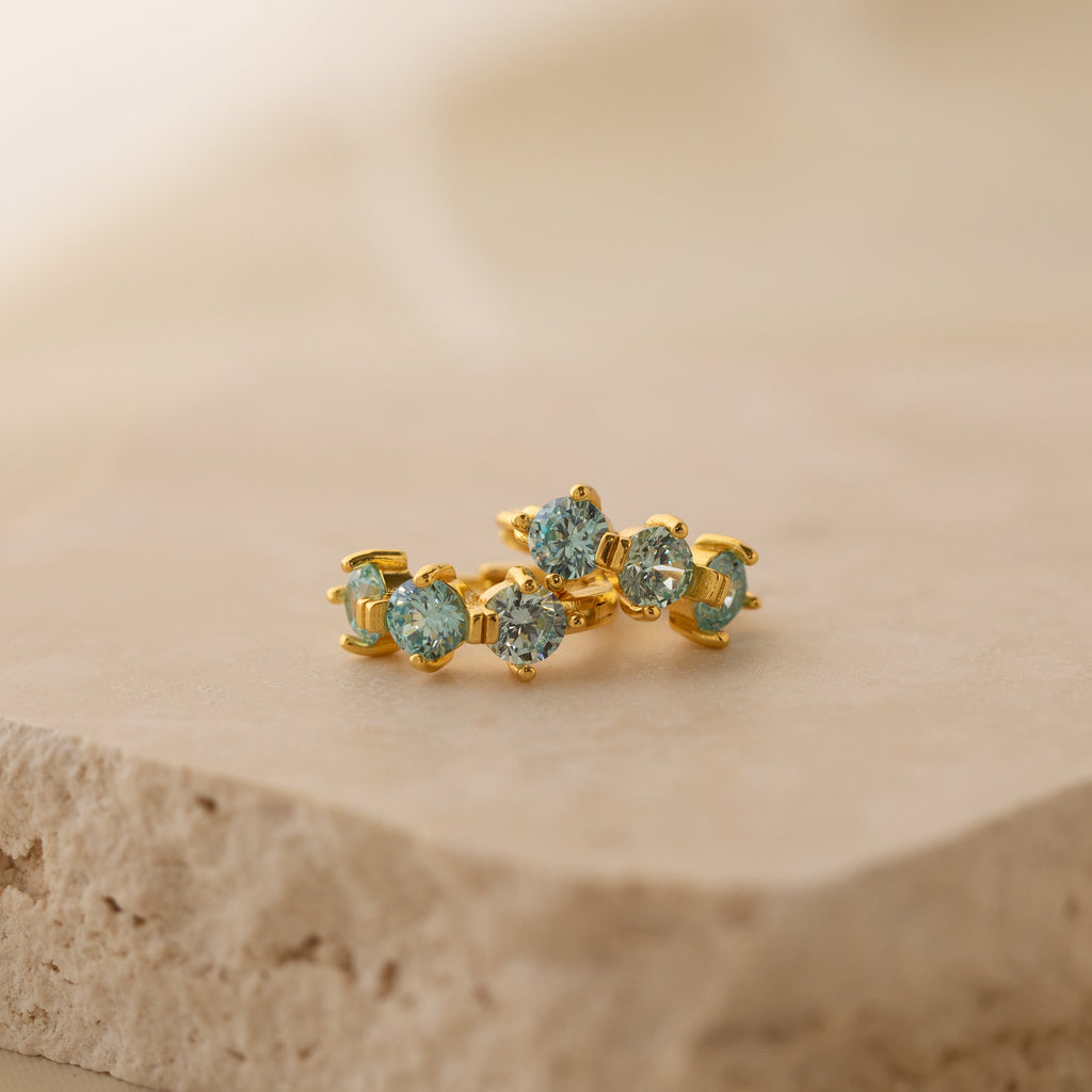 Triple Birthstone Huggies