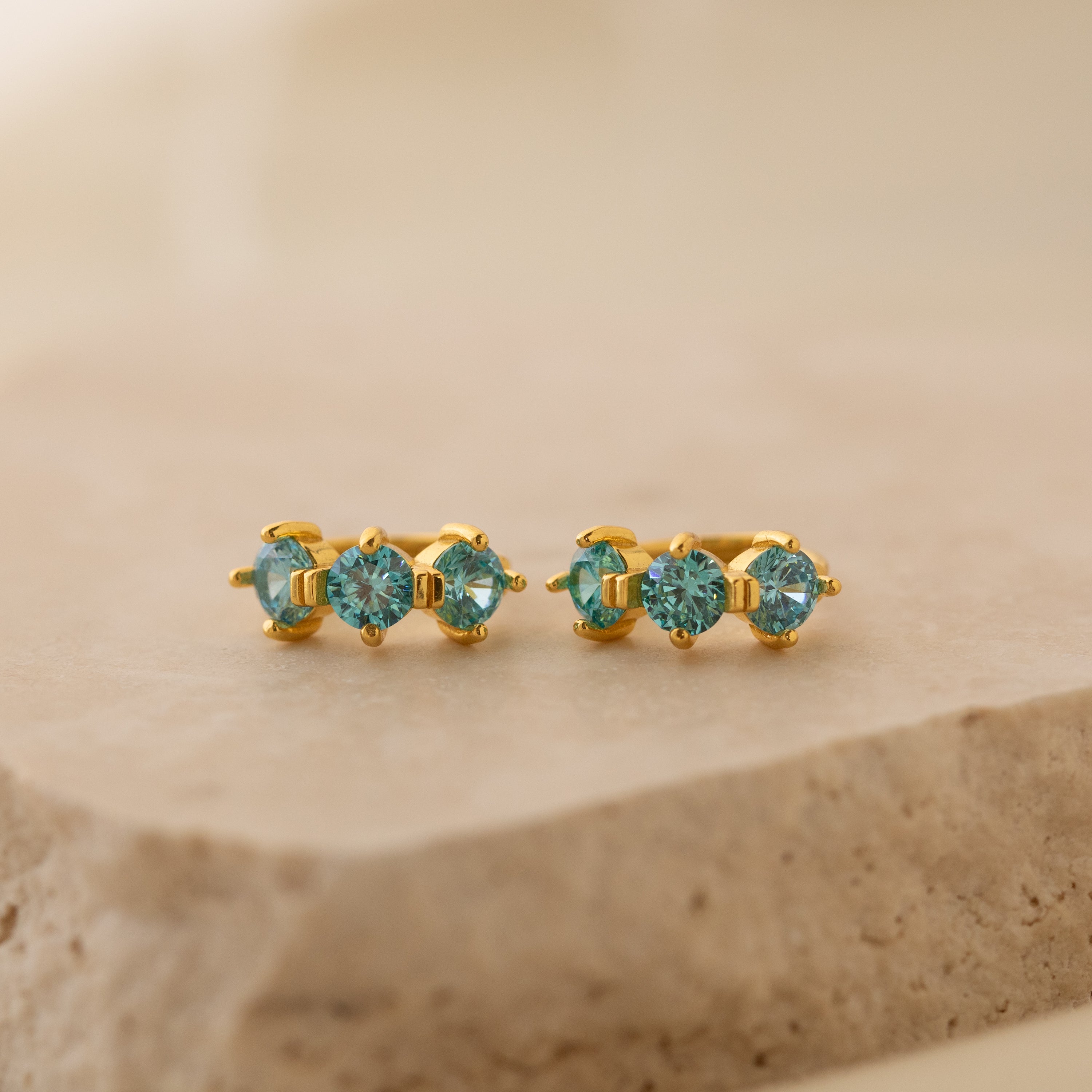 Triple Birthstone Huggies