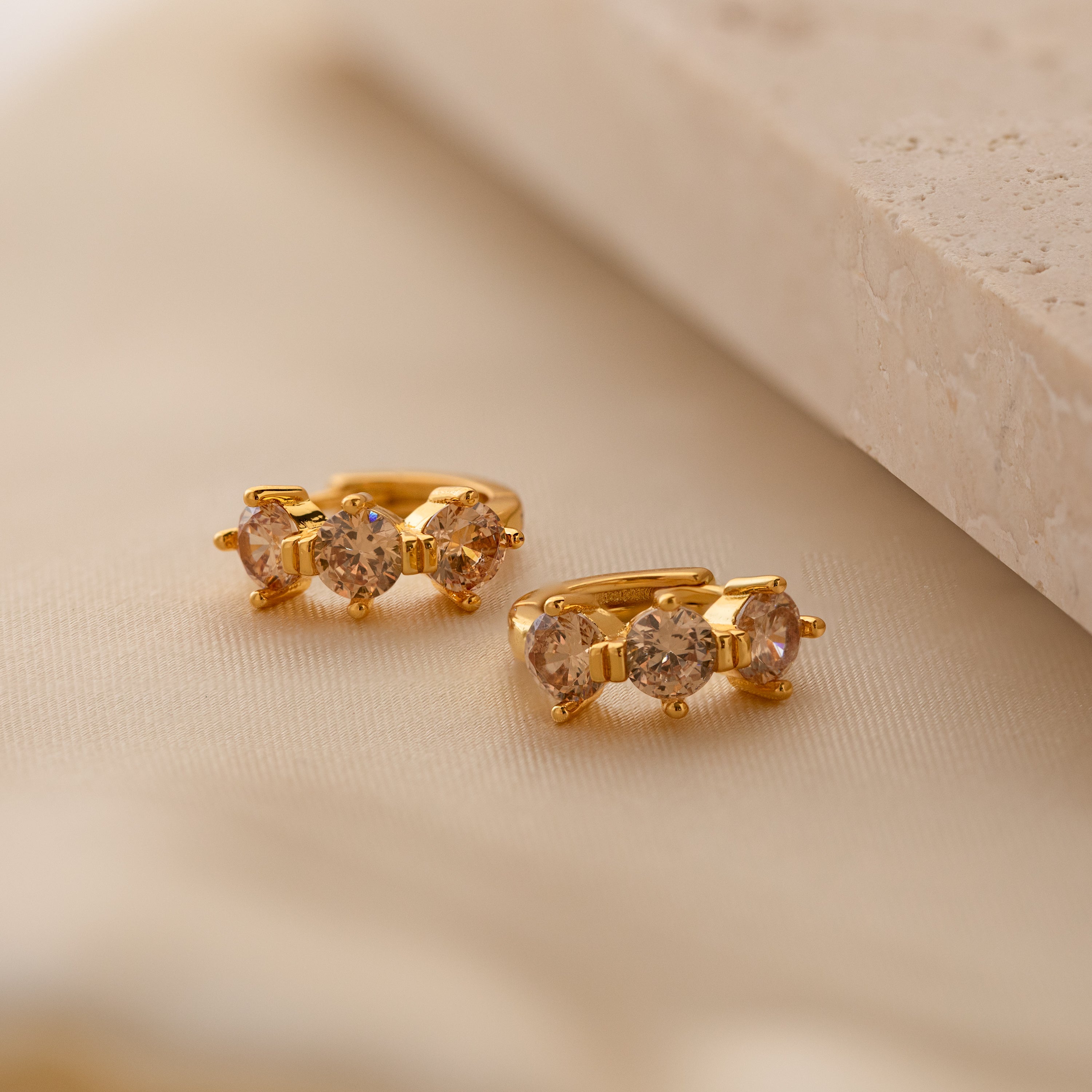 Triple Birthstone Huggies