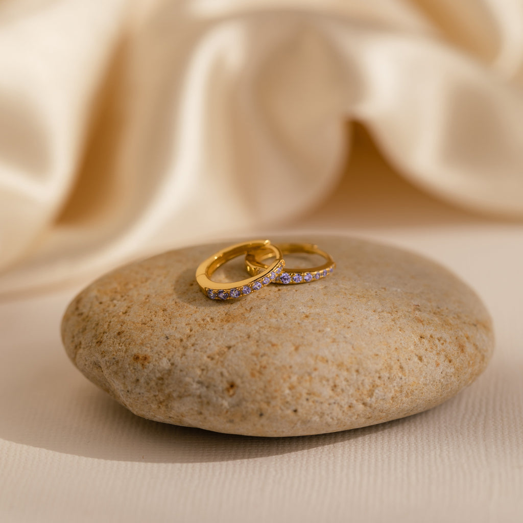 Vera Pave Birthstone Huggies