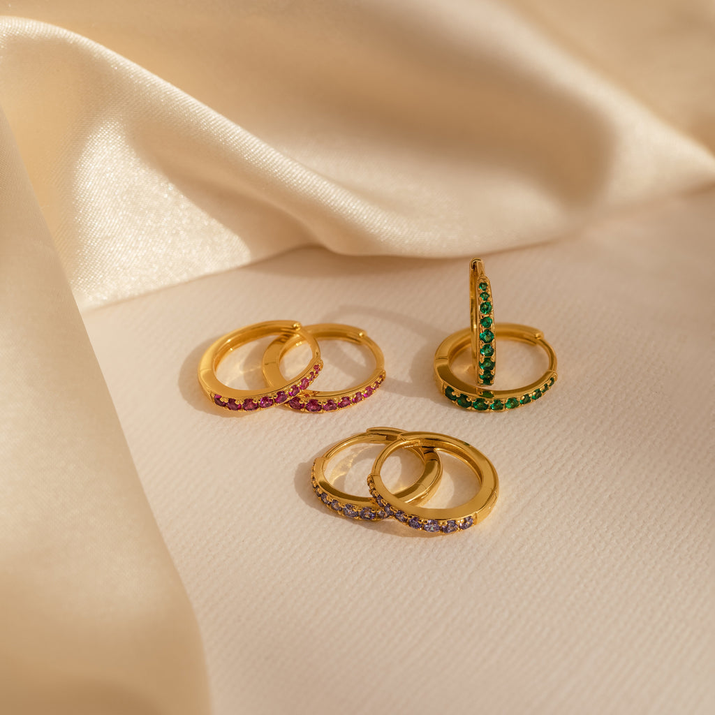 Vera Pave Birthstone Huggies