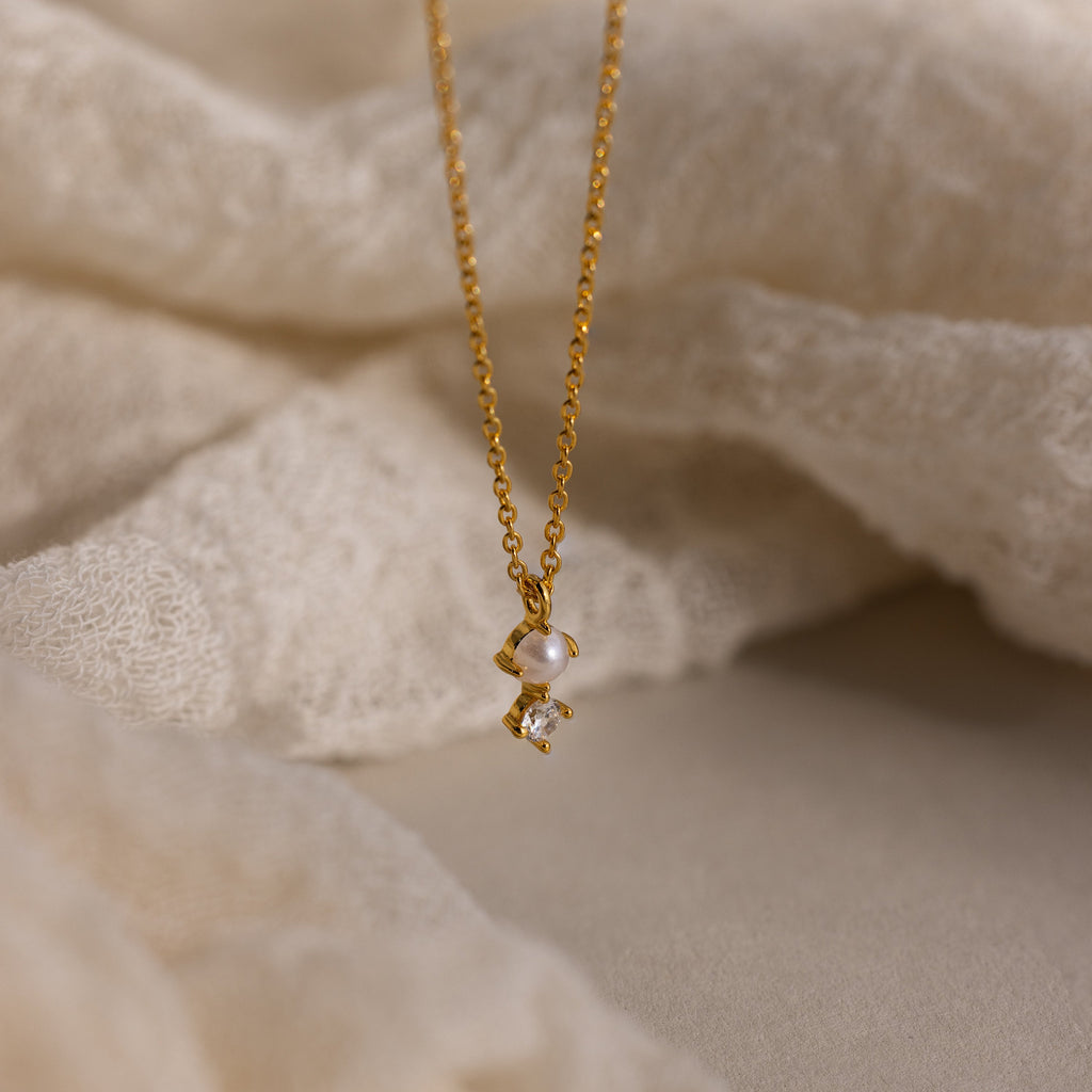 Pearl Diamond Drop Necklace