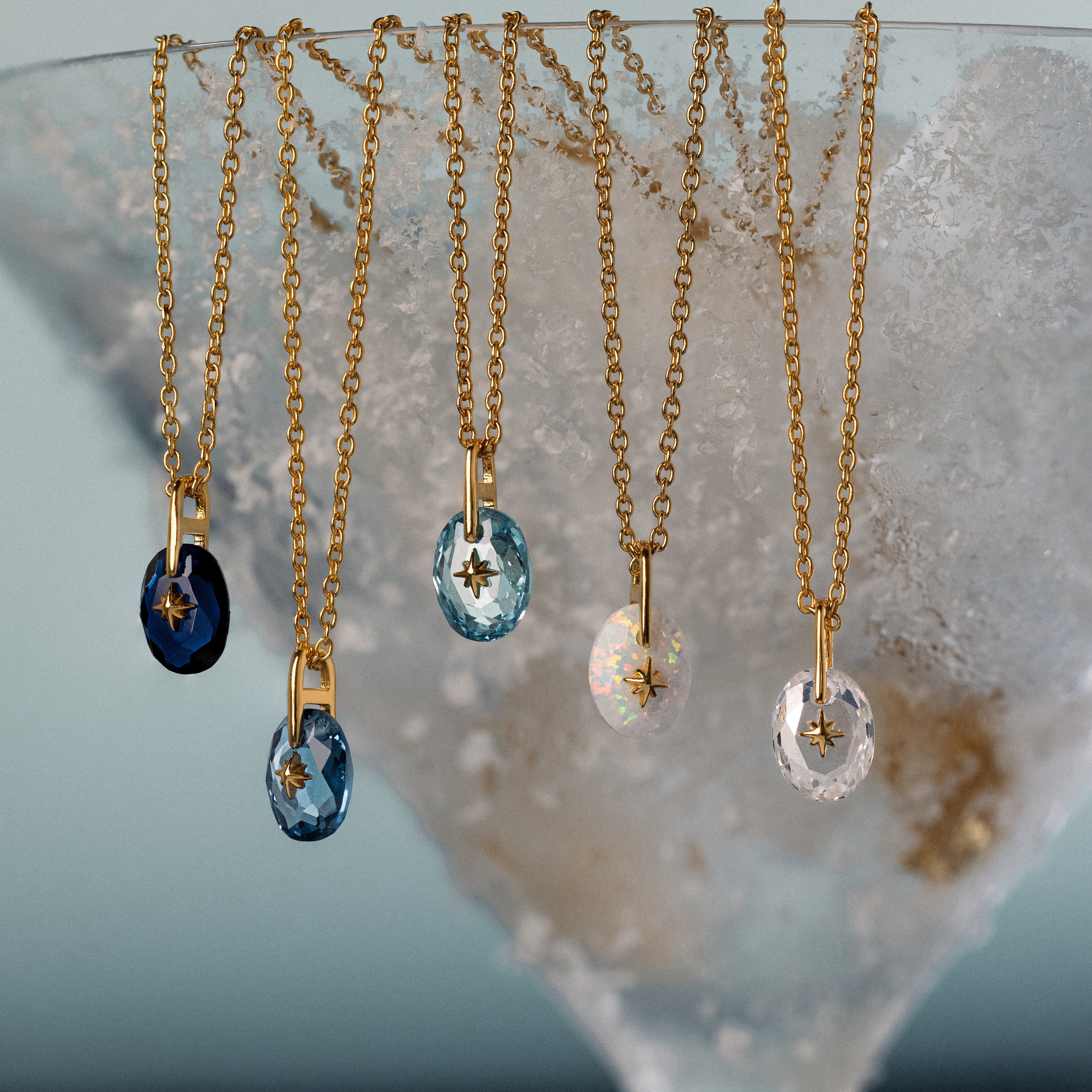 North Star Birthstone Signet Necklace