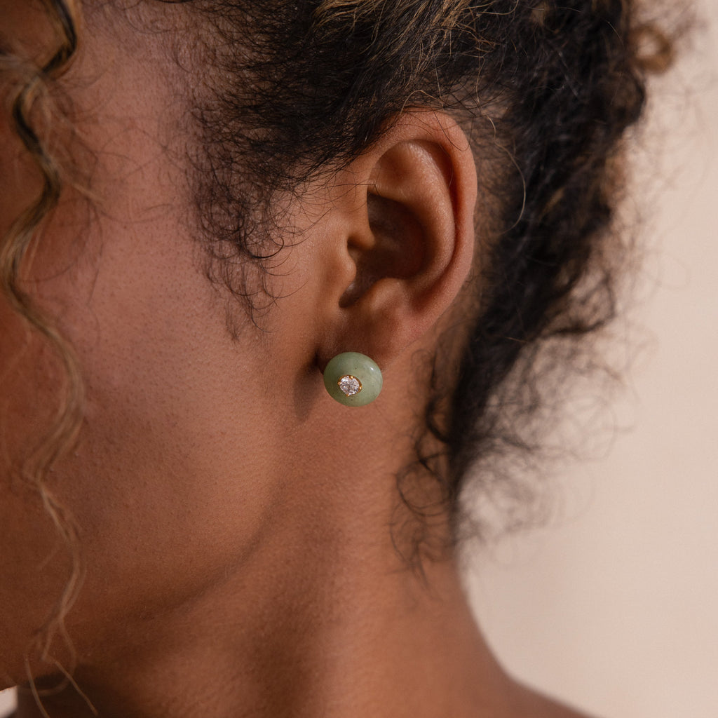 Jade Diamond Studs