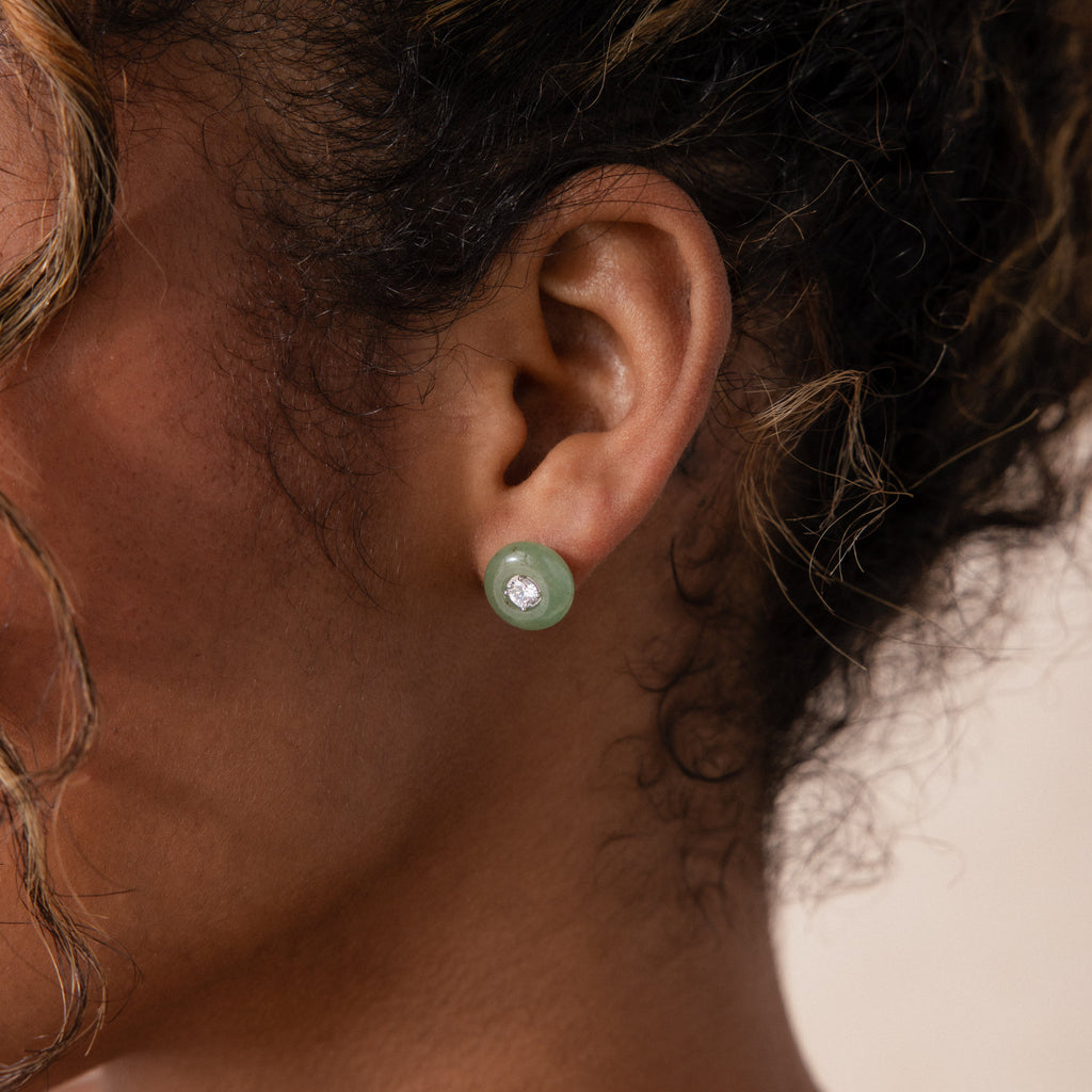 Jade Diamond Studs