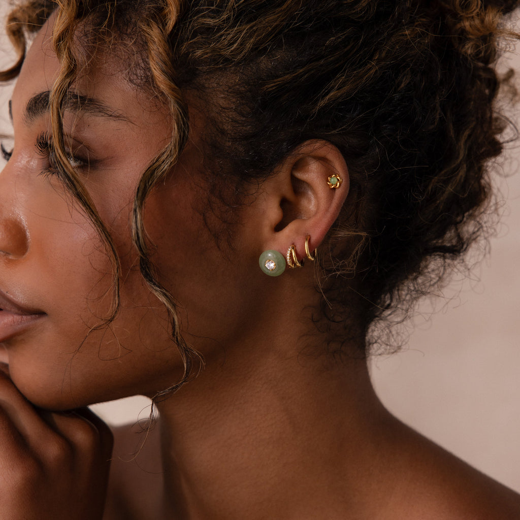 Jade Diamond Studs