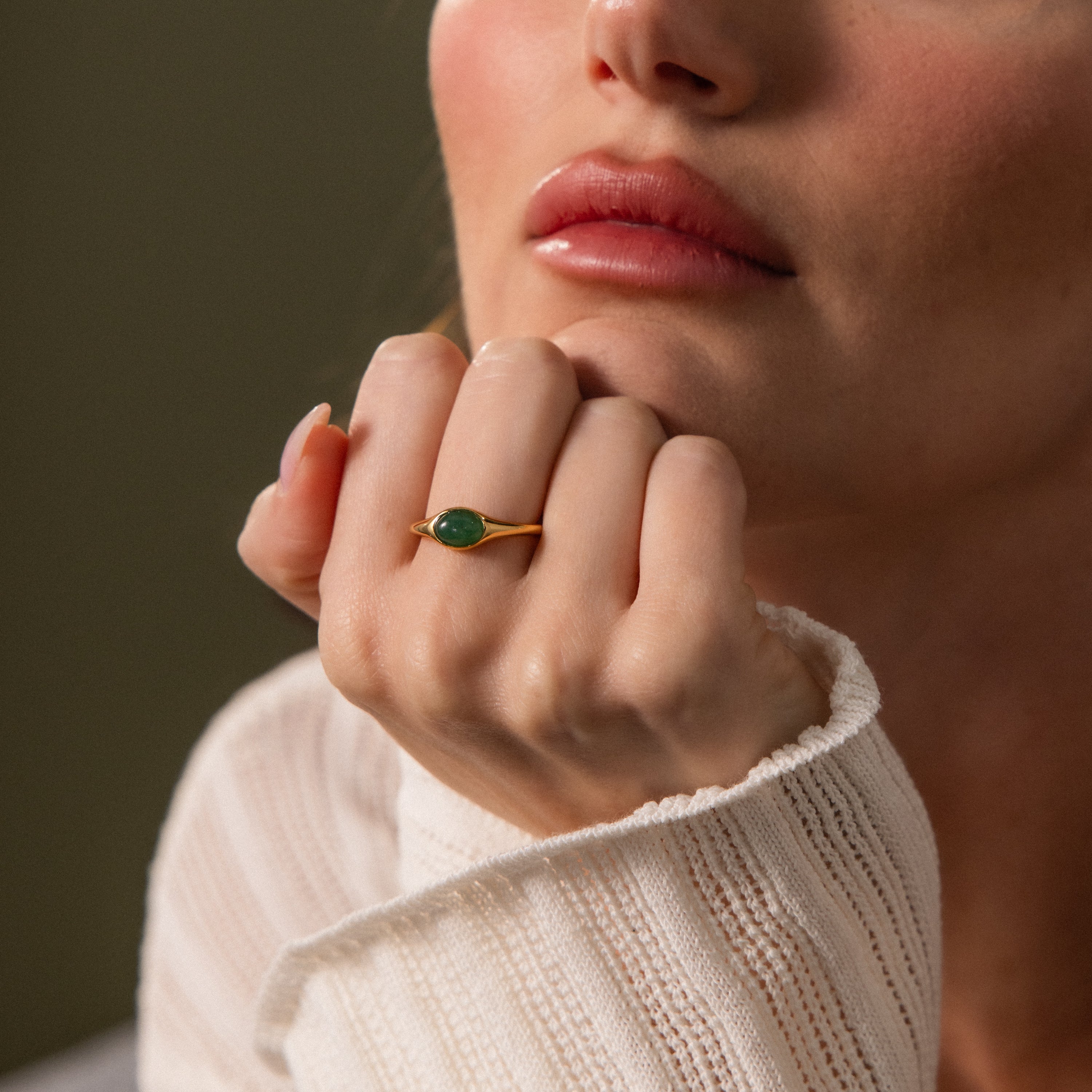 Oval Jade Signet Ring