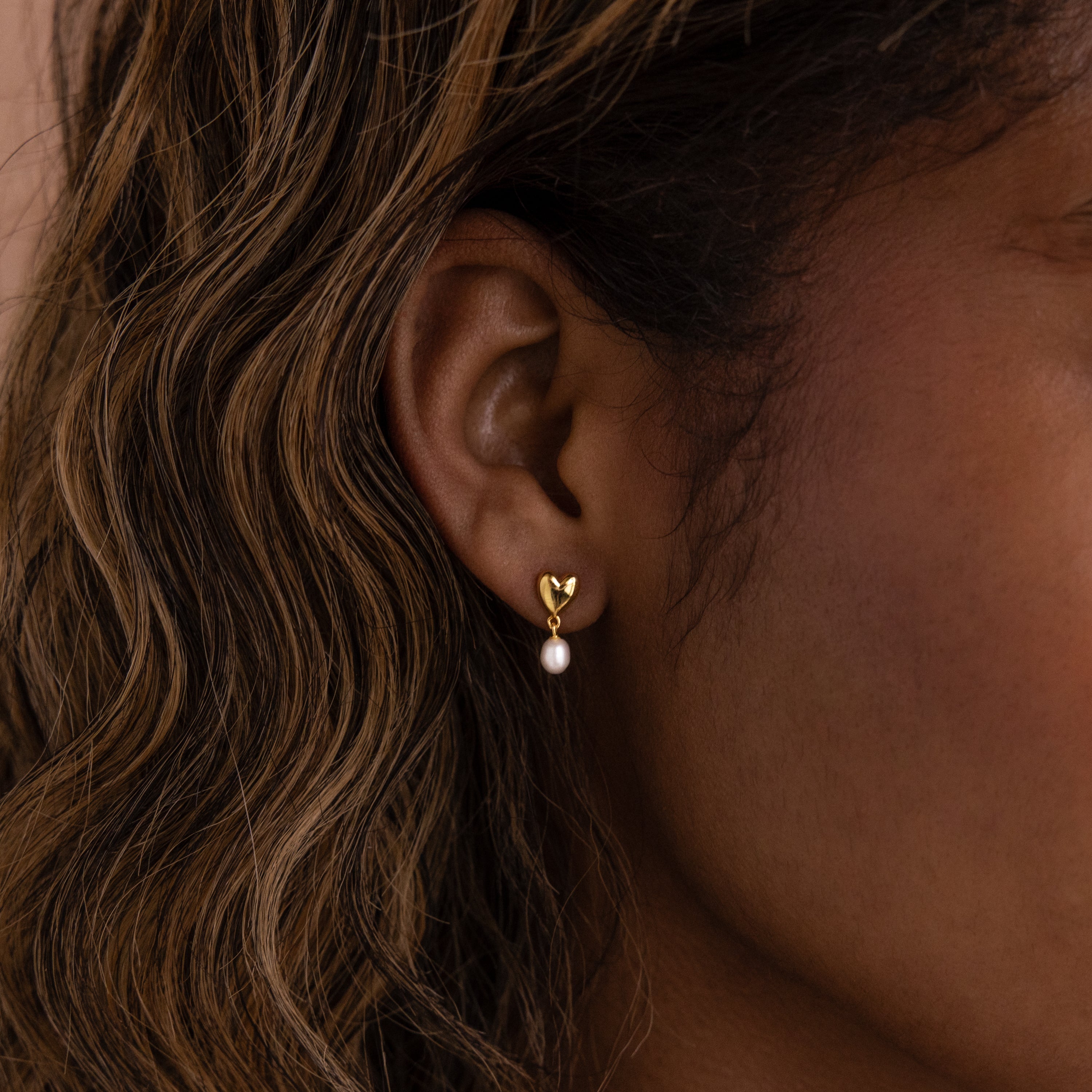 Heart Pearl Drop Earrings