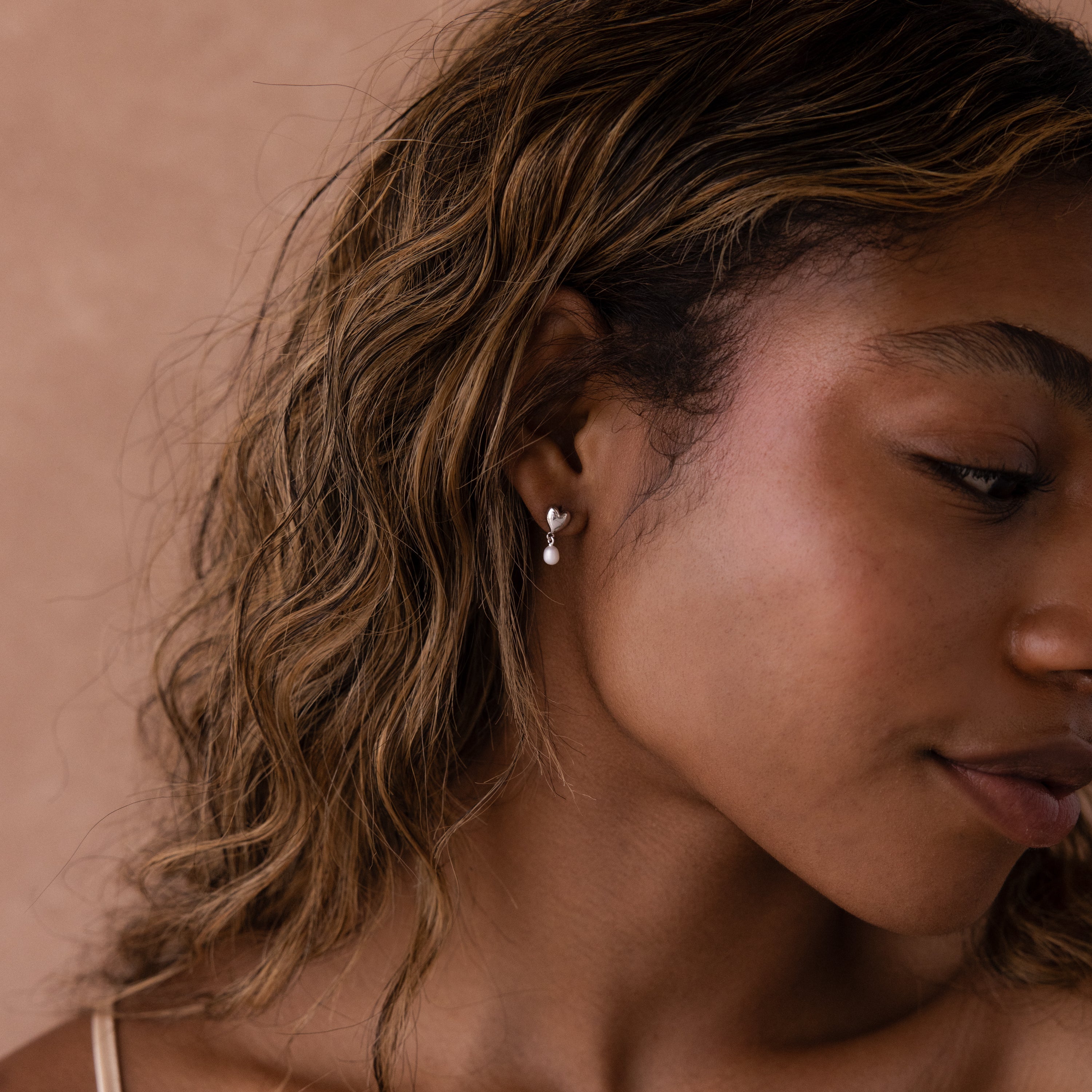 Heart Pearl Drop Earrings