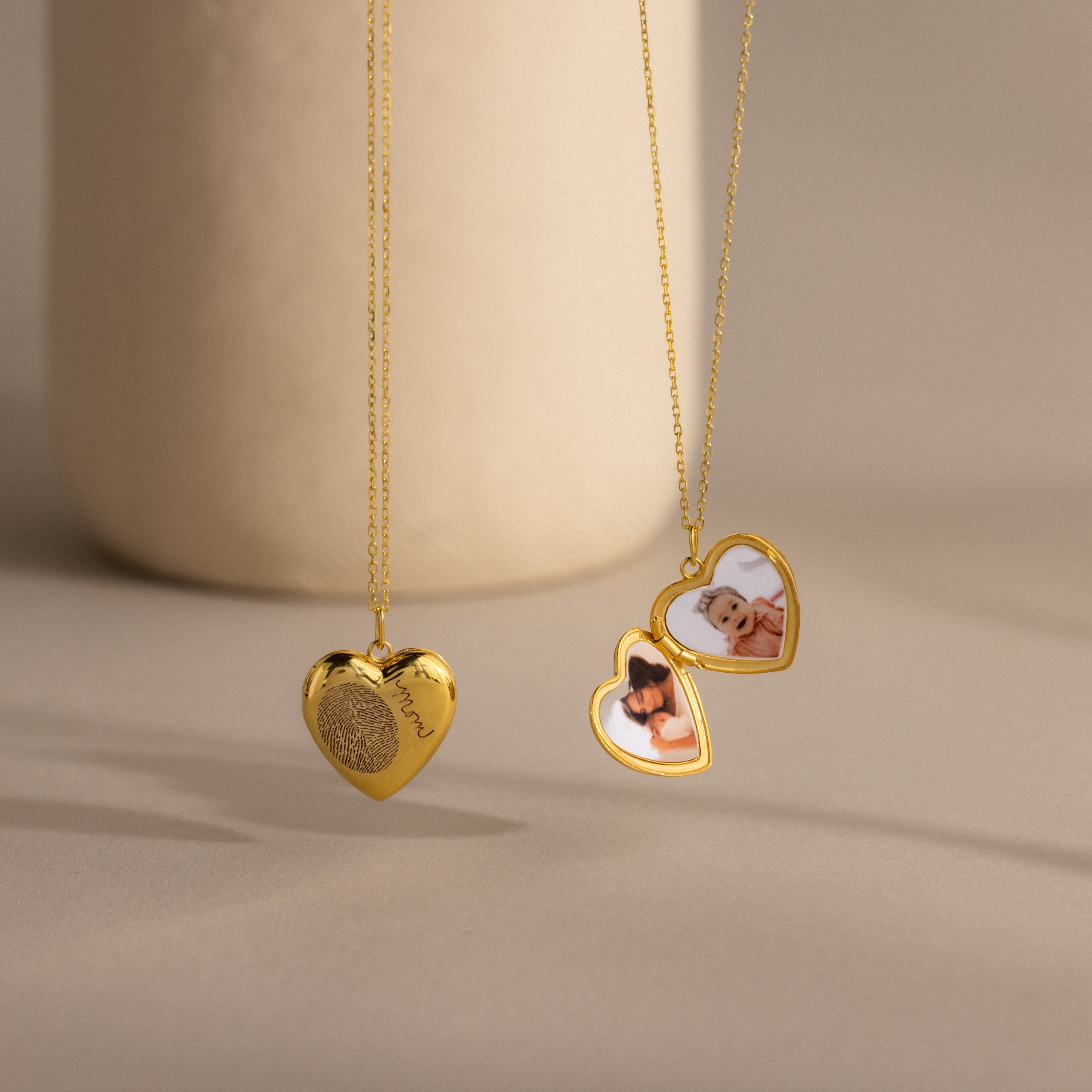 Fingerprint Heart Locket Necklace