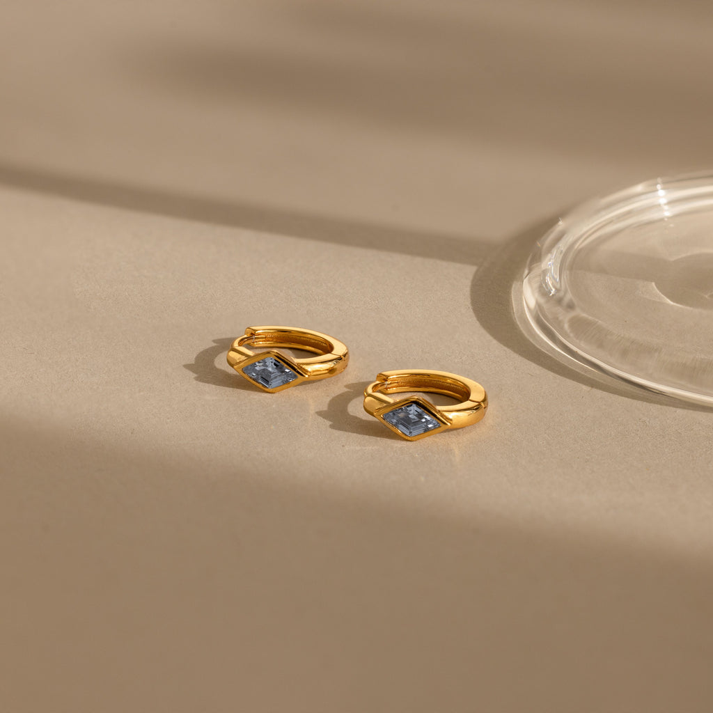 Rhombus Birthstone Huggies