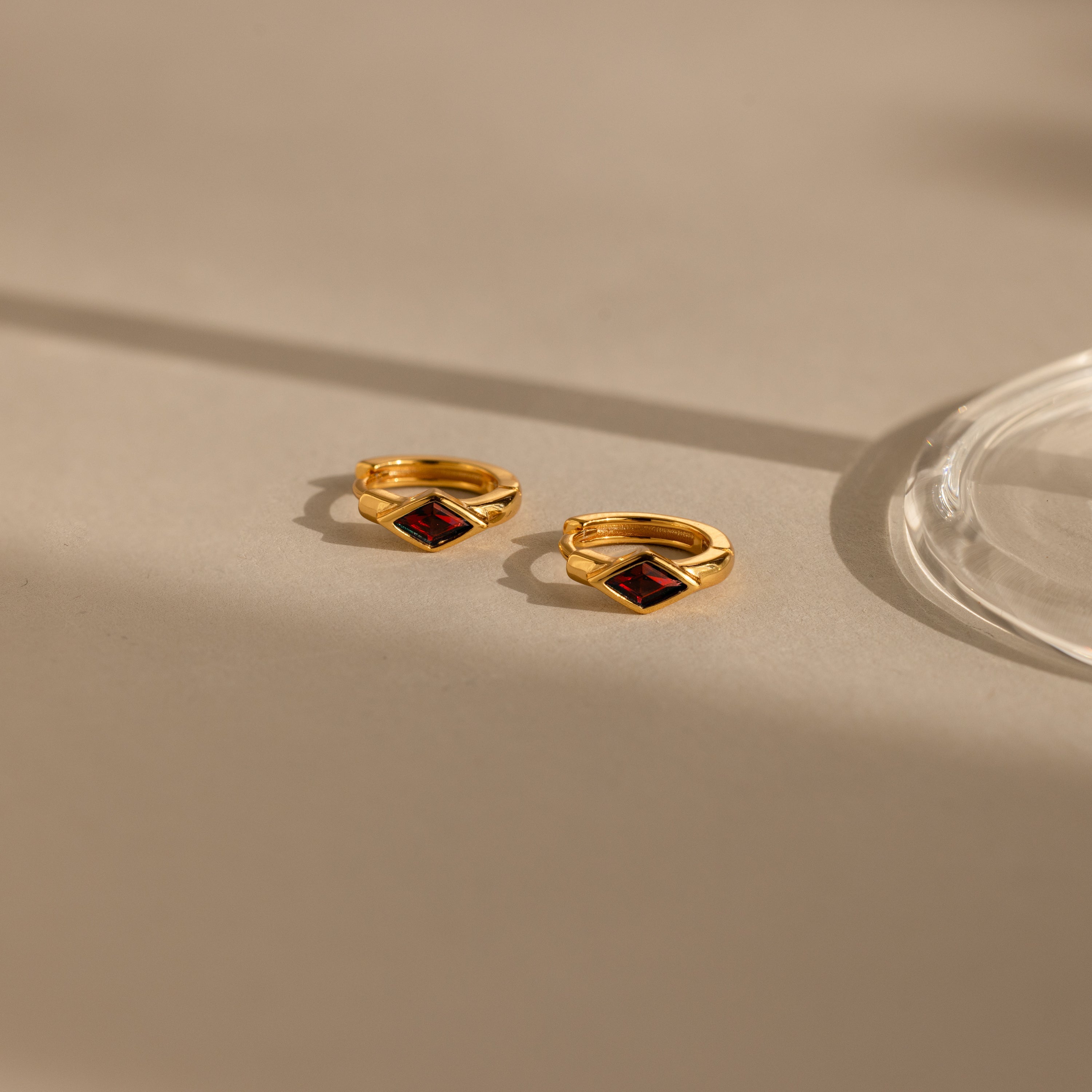 Rhombus Birthstone Huggies