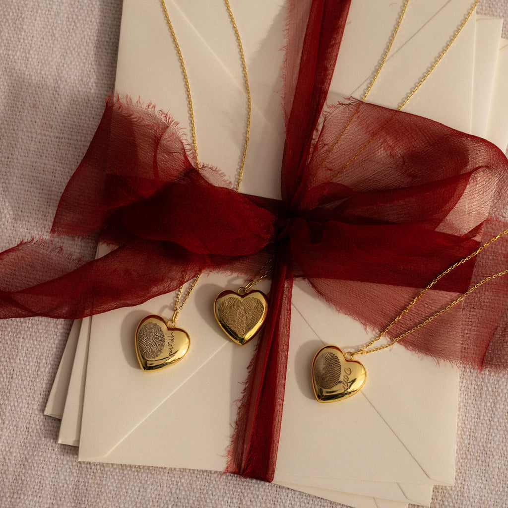 Fingerprint Heart Locket Necklace