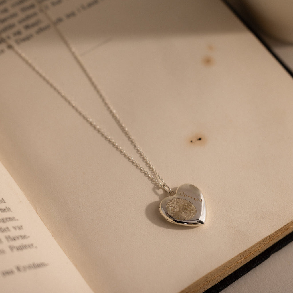 Fingerprint Heart Locket Necklace