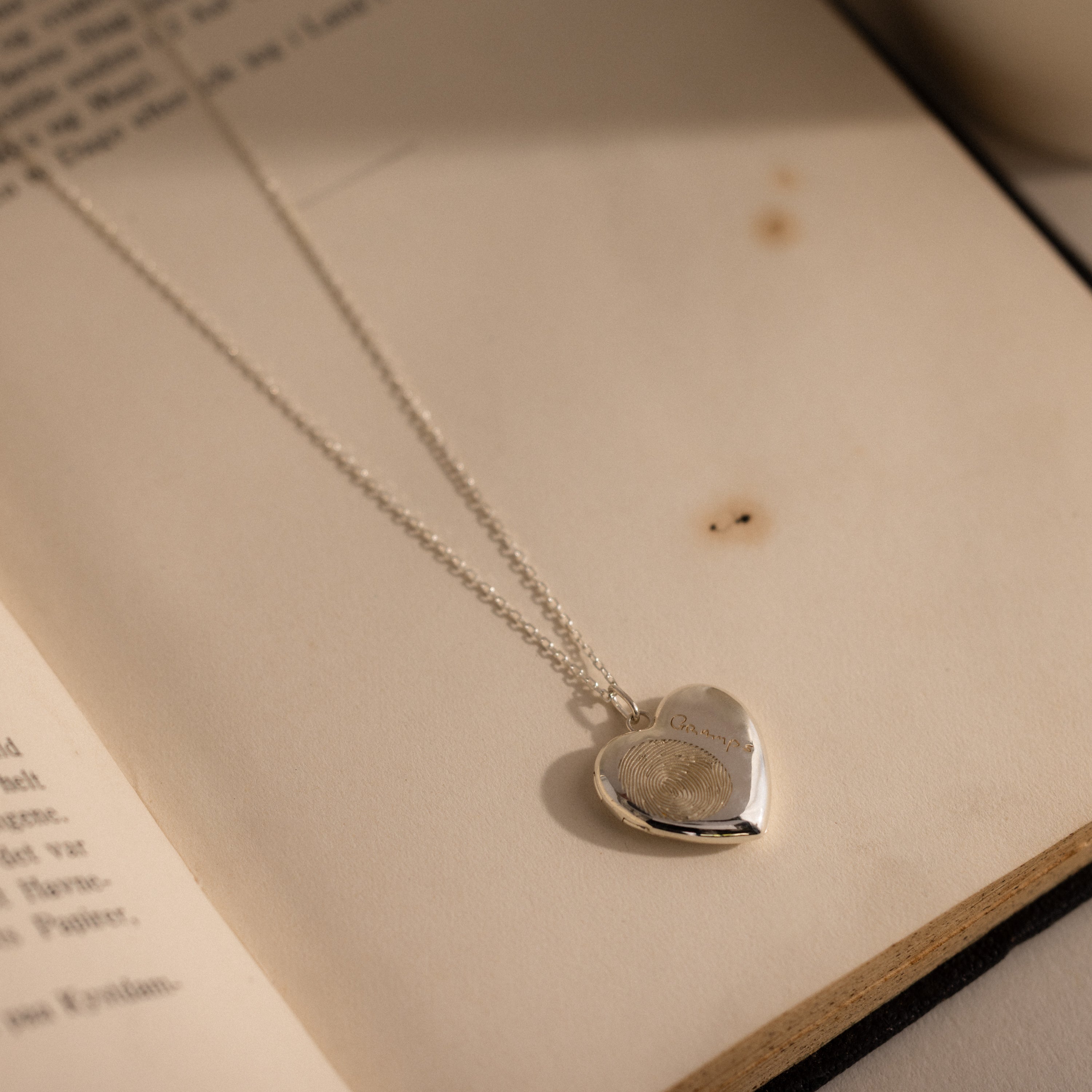 Fingerprint Heart Locket Necklace