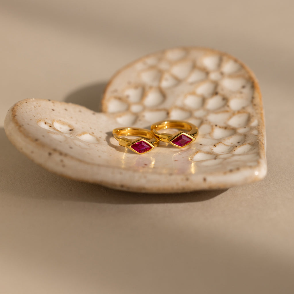 Rhombus Birthstone Huggies
