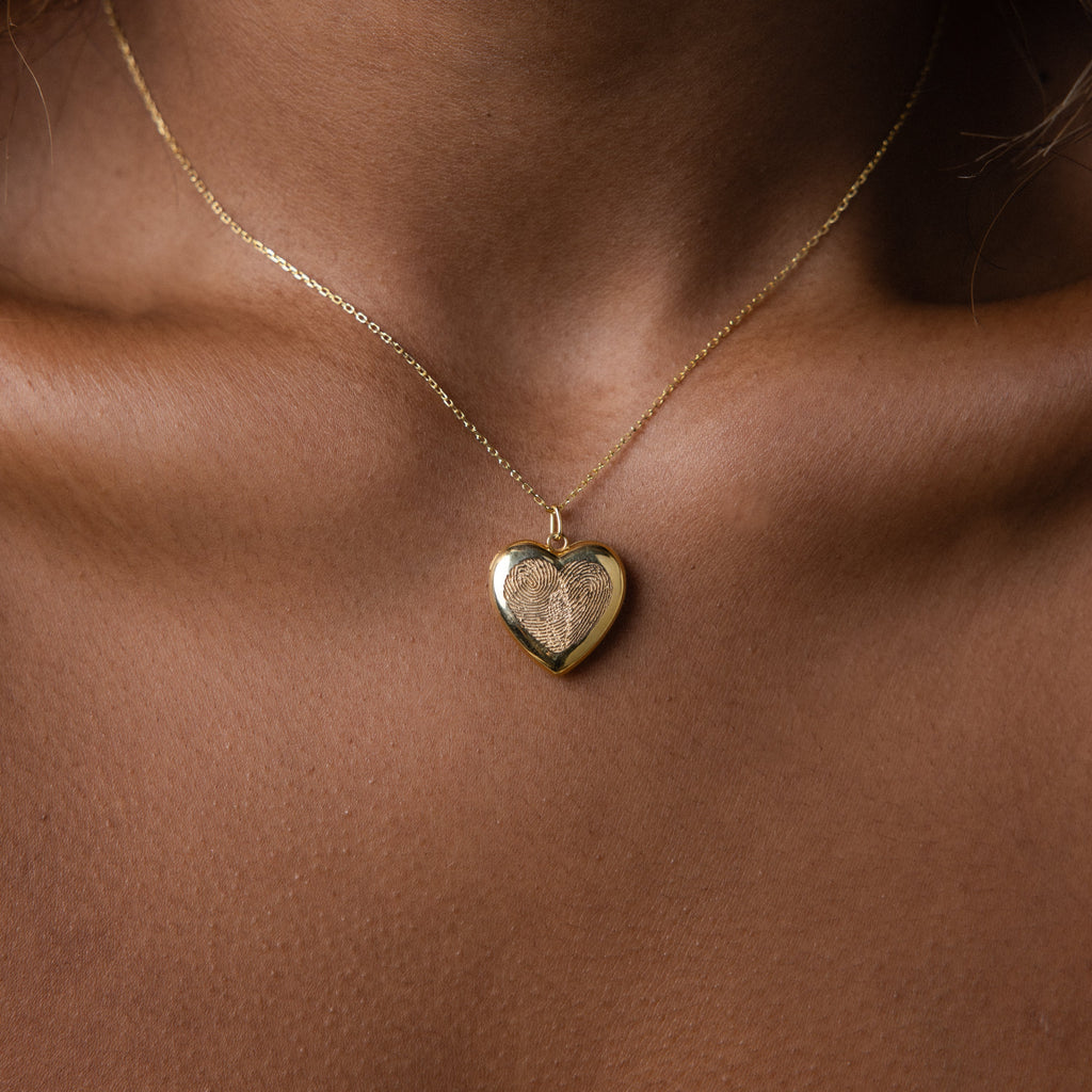 Fingerprint Heart Locket Necklace