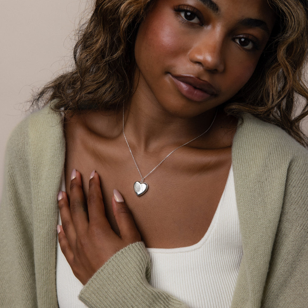 Fingerprint Heart Locket Necklace