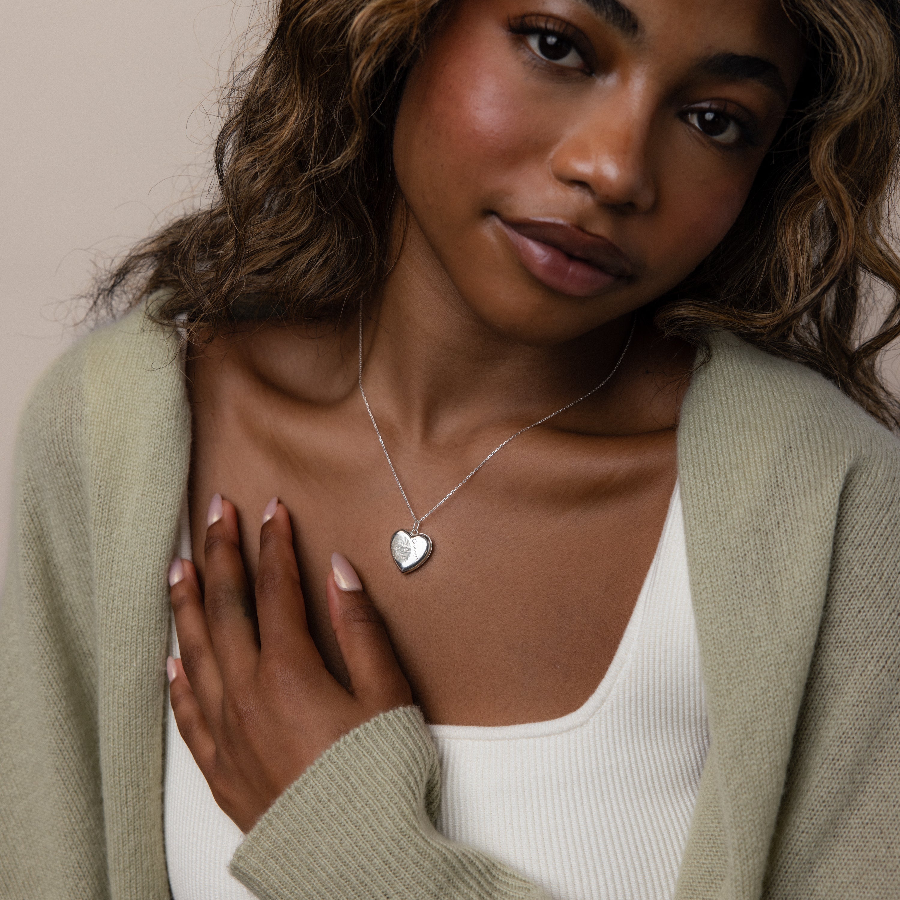 Fingerprint Heart Locket Necklace