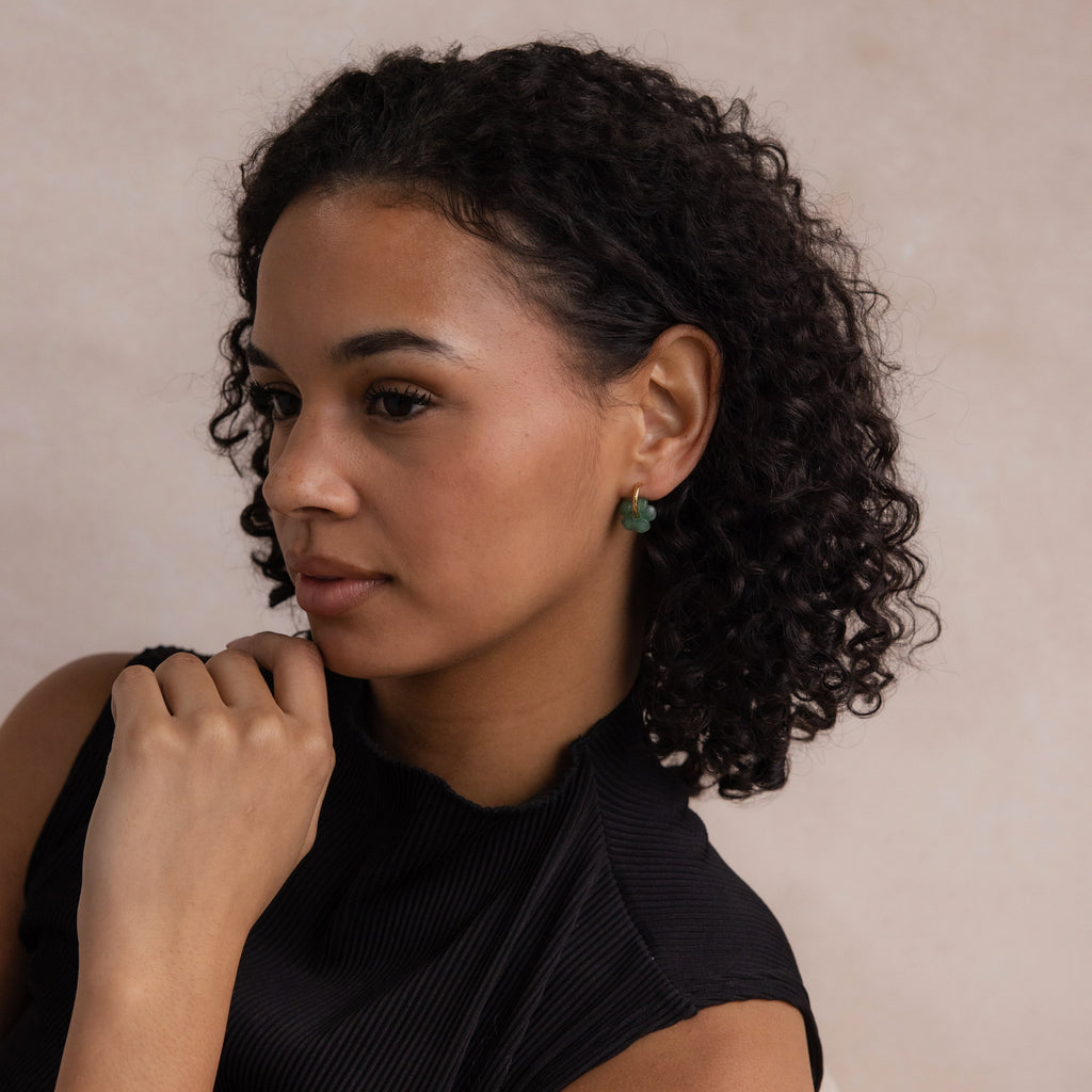 Jade Flower Hoops