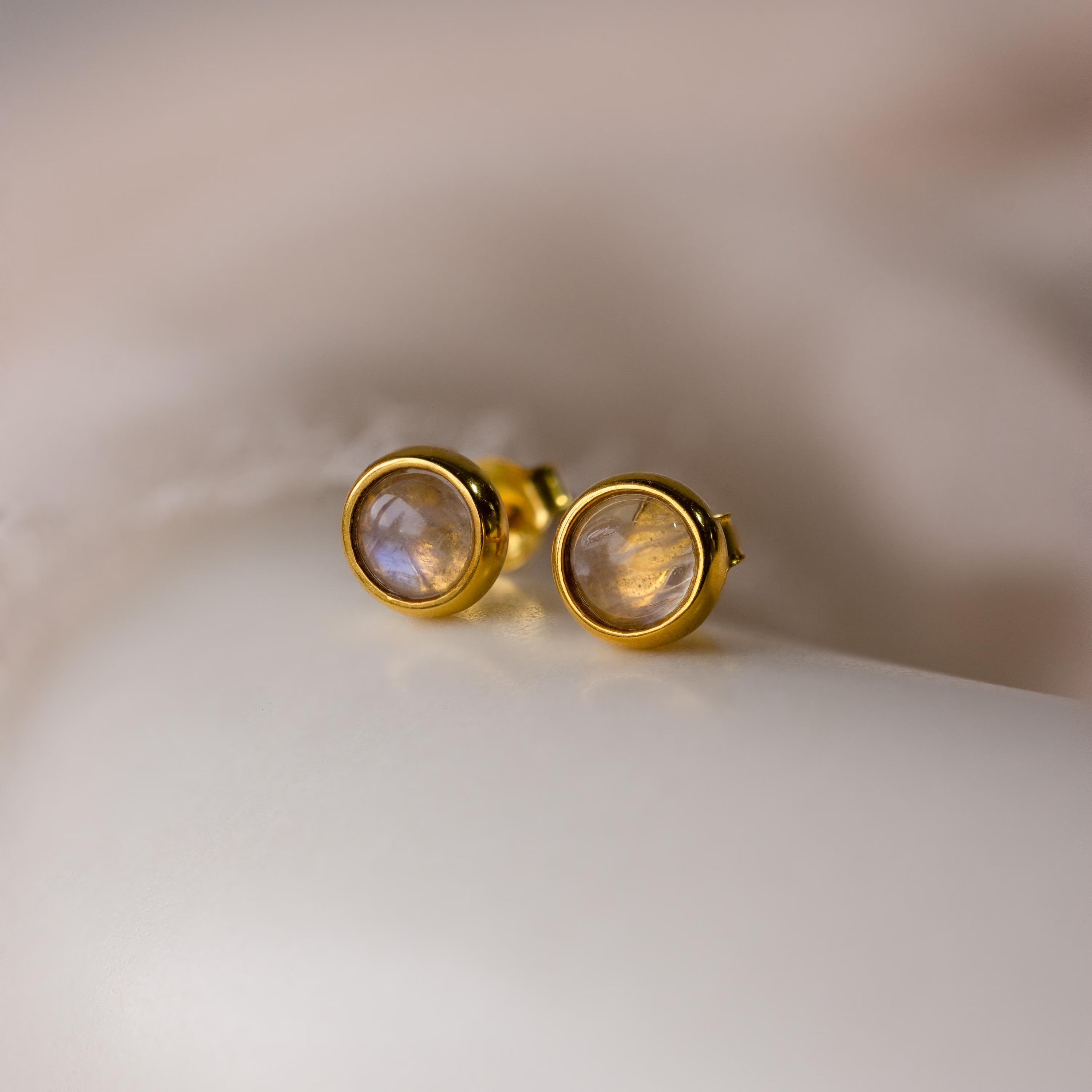 Moonstone Bezel Studs