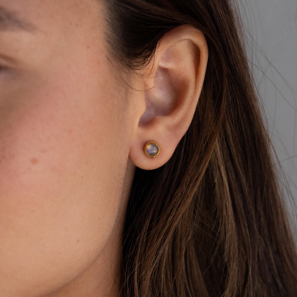 Moonstone Bezel Studs