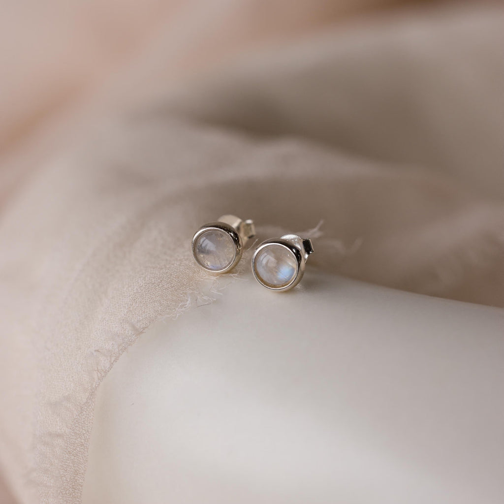 Moonstone Bezel Studs