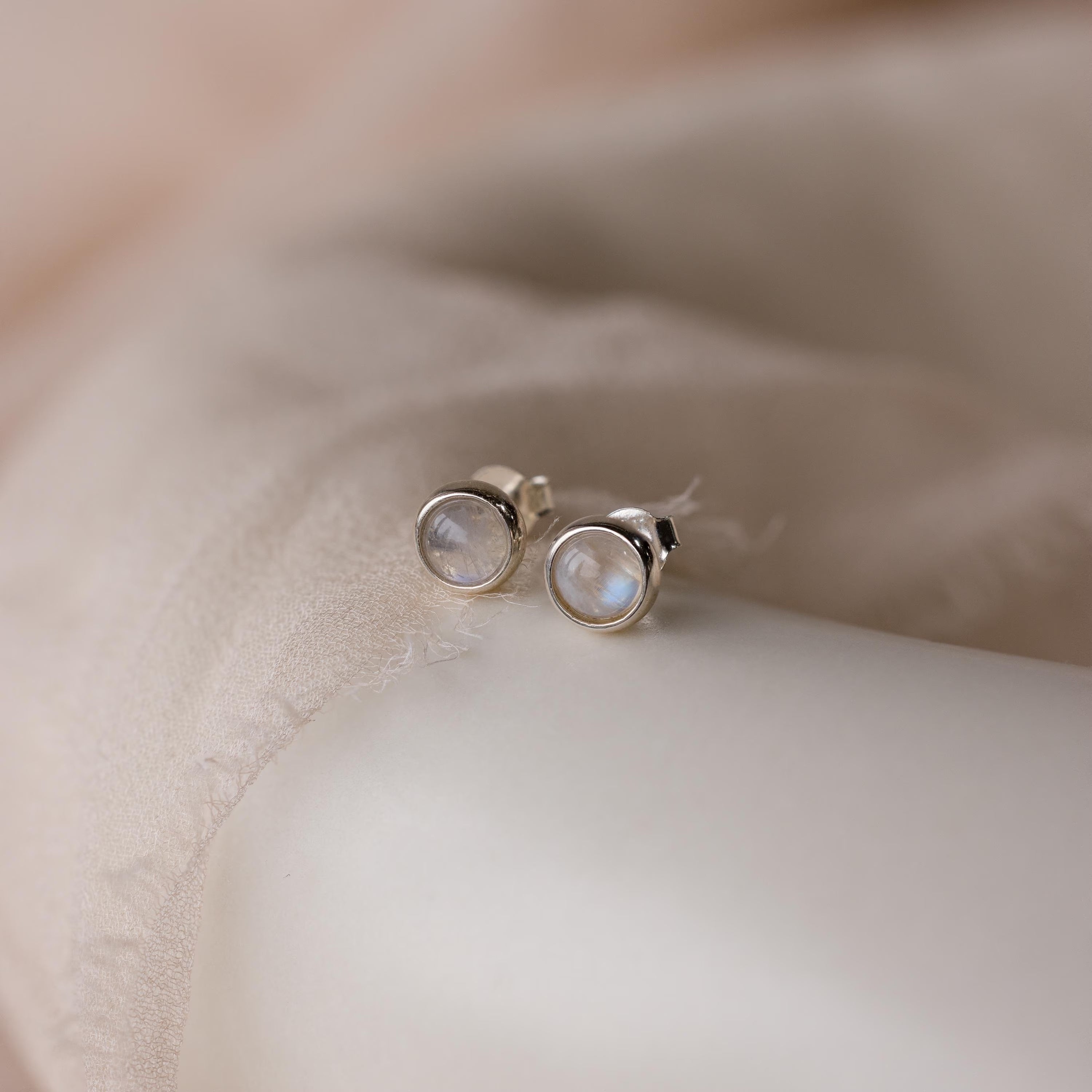 Moonstone Bezel Studs
